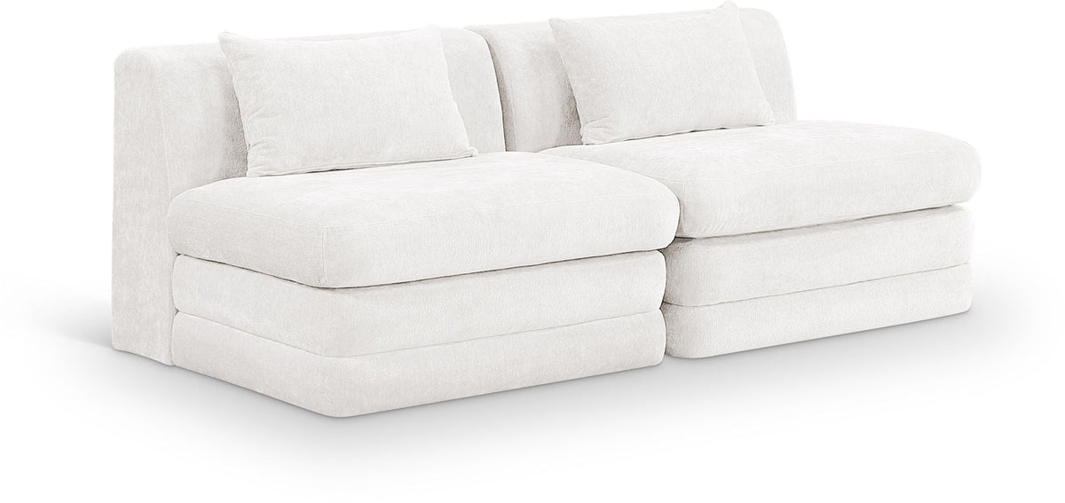 Stellar Chenille Modular Sectional — 2-Piece 76" Loveseat — Cream