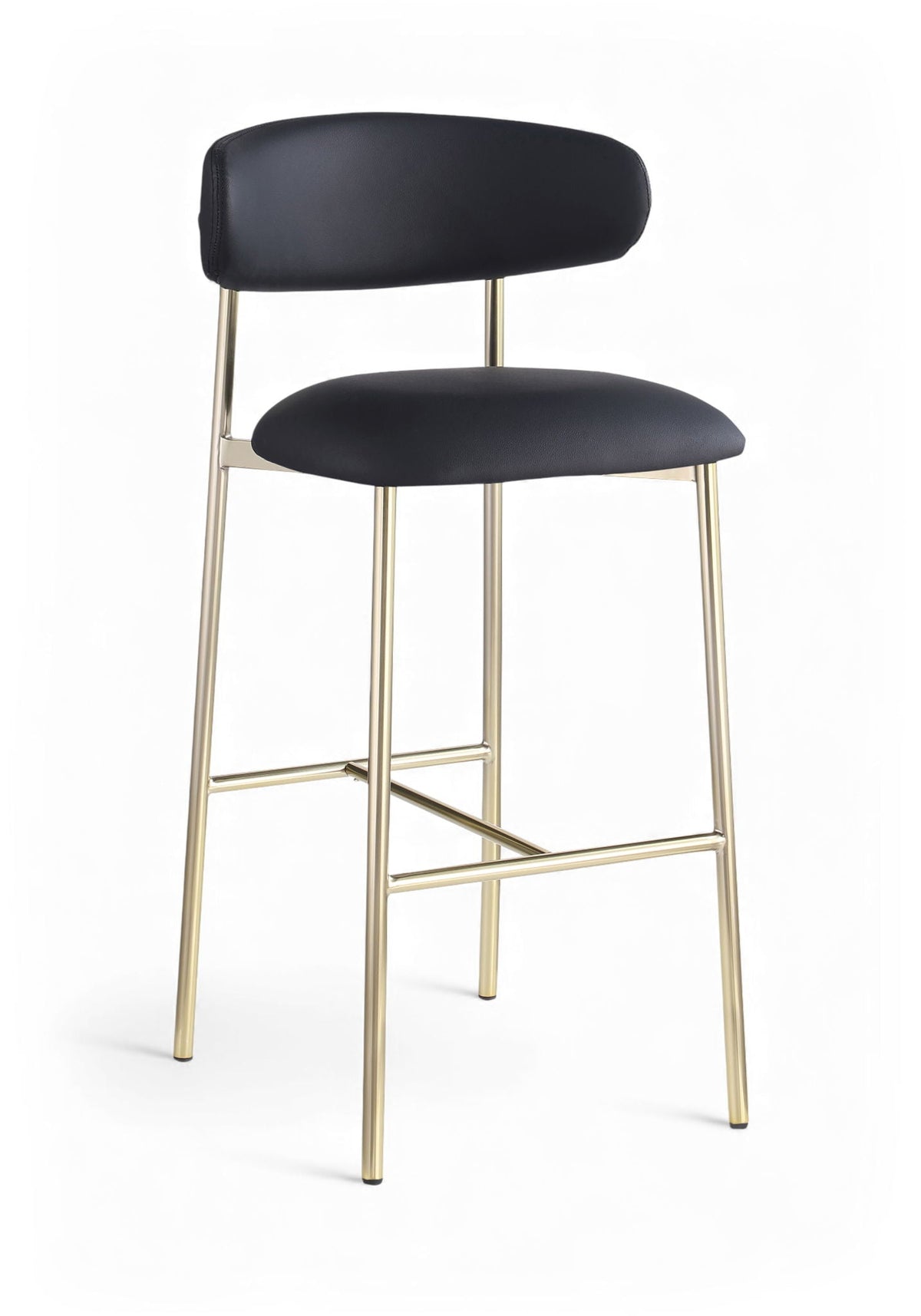 Lupita - Vegan Leather Upholstered Bar Stool (Set of 2) with Brushed Gold Frame