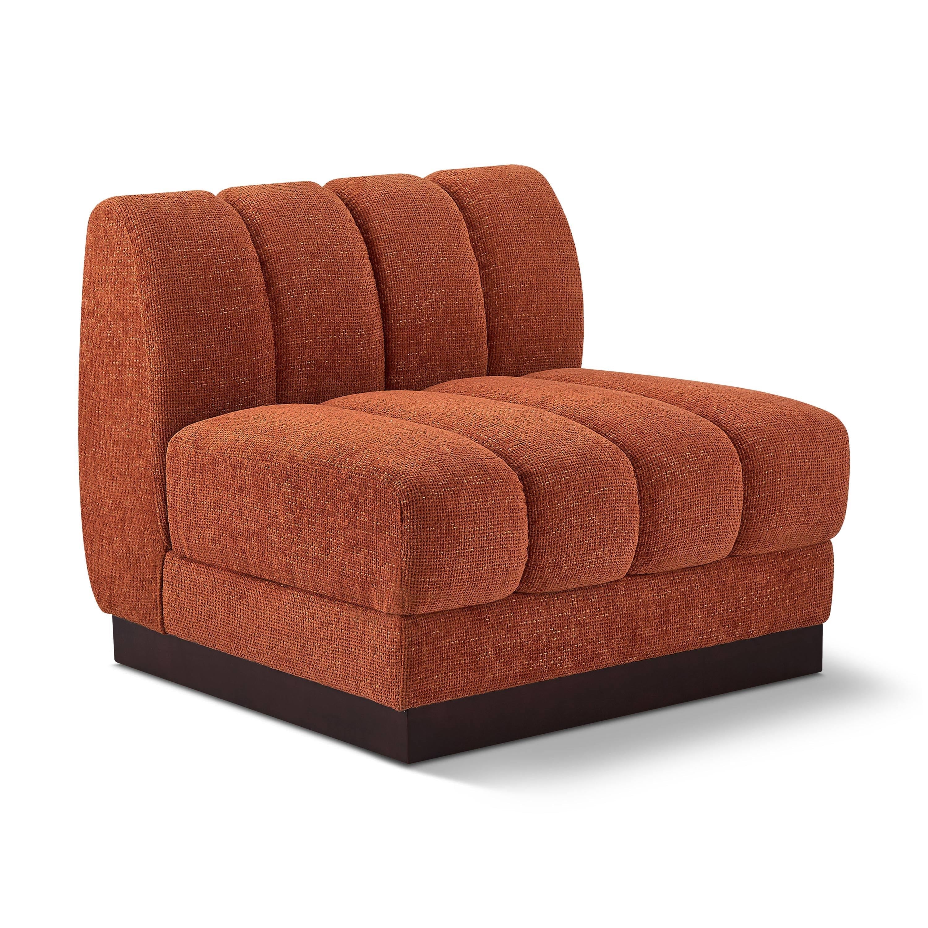 Meridian Quinn Cognac Chenille Fabric Armless Chair