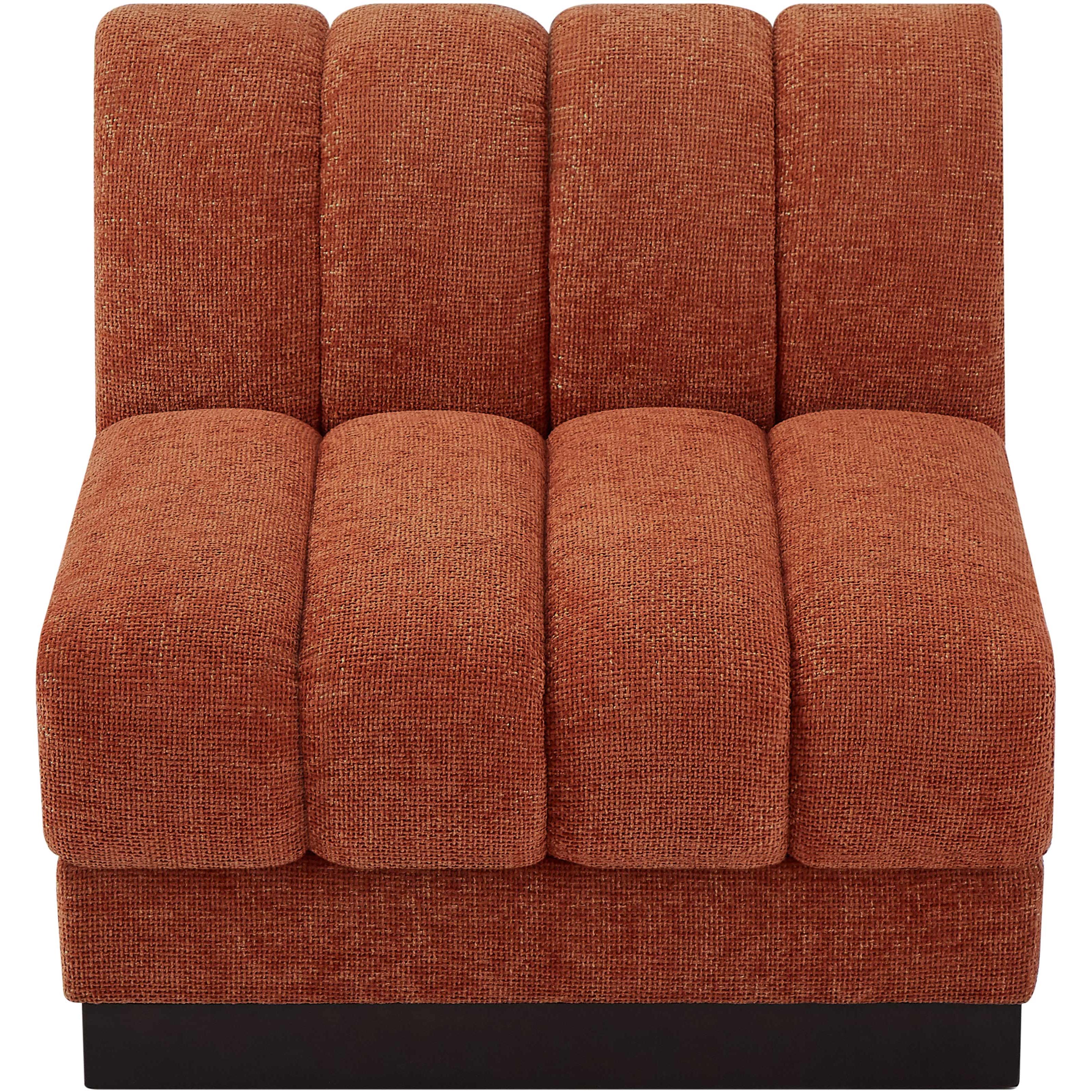 Meridian Quinn Cognac Chenille Fabric Armless Chair