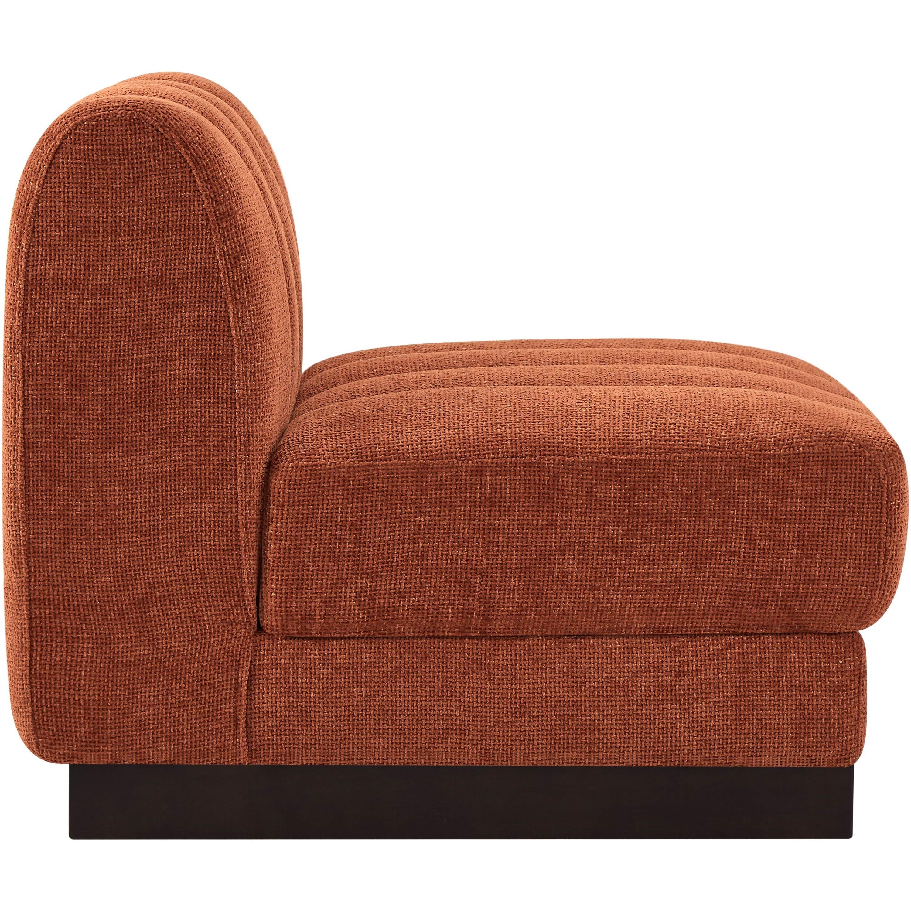 Meridian Quinn Cognac Chenille Fabric Armless Chair