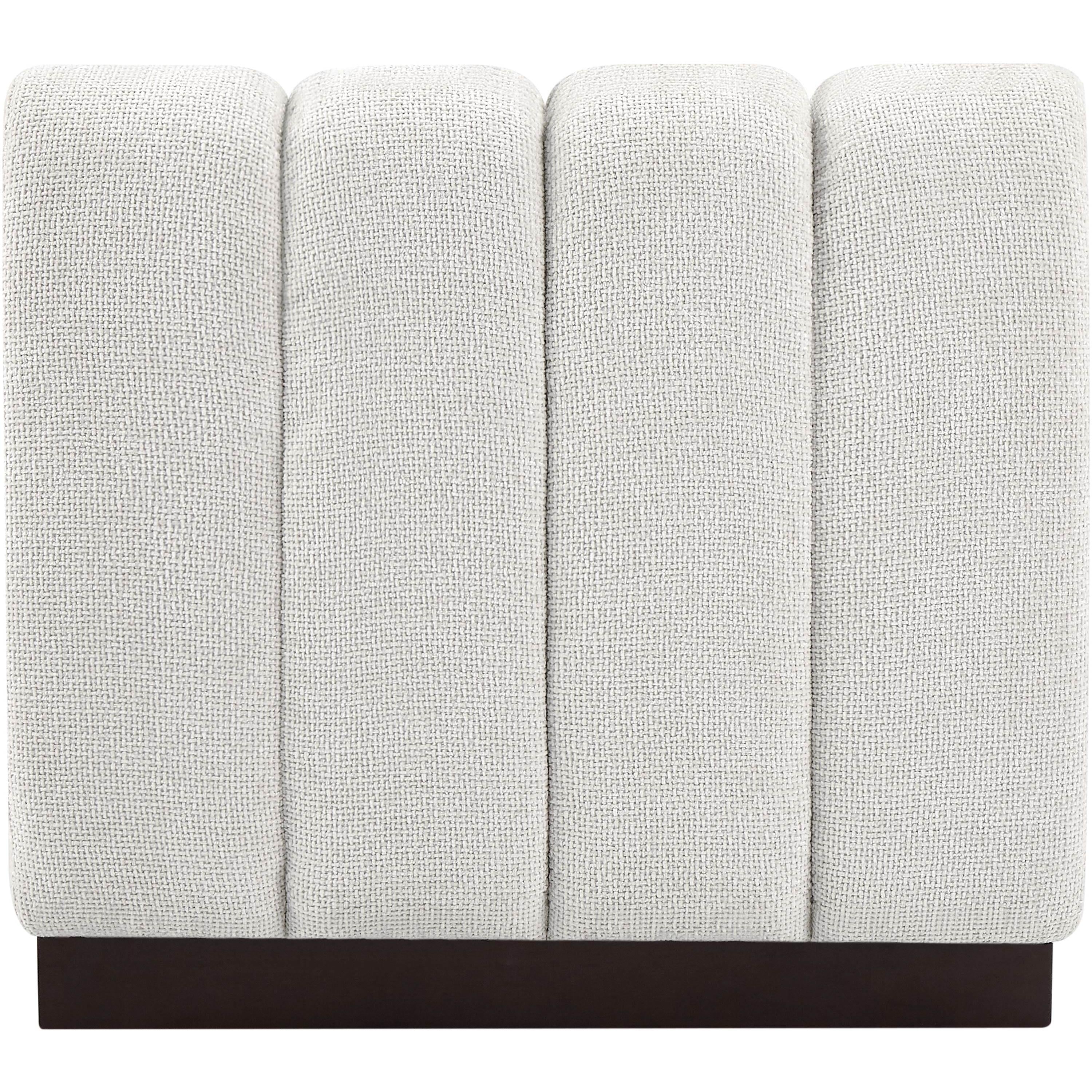 Meridian Quinn Cream Chenille Fabric Armless Chair