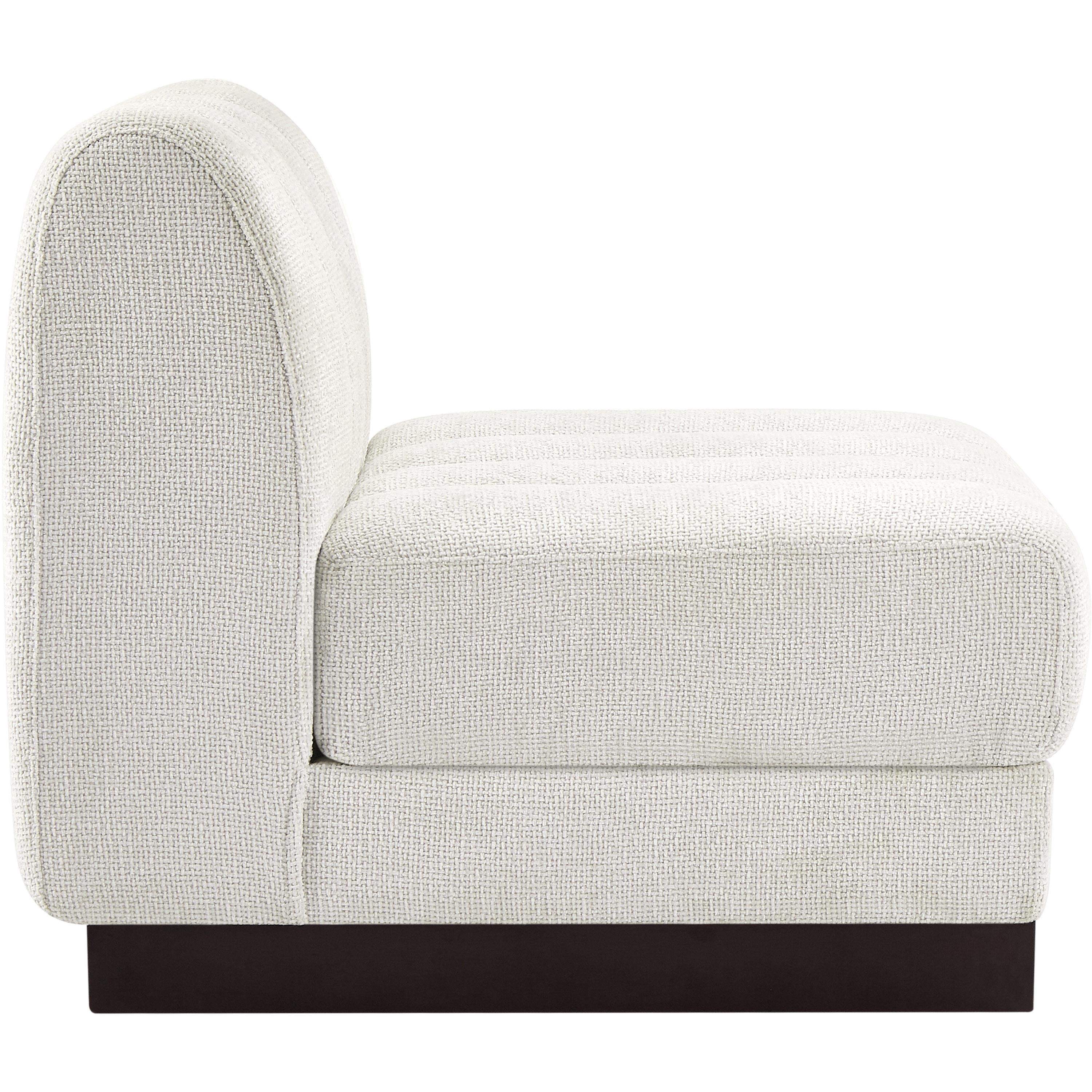 Meridian Quinn Cream Chenille Fabric Armless Chair