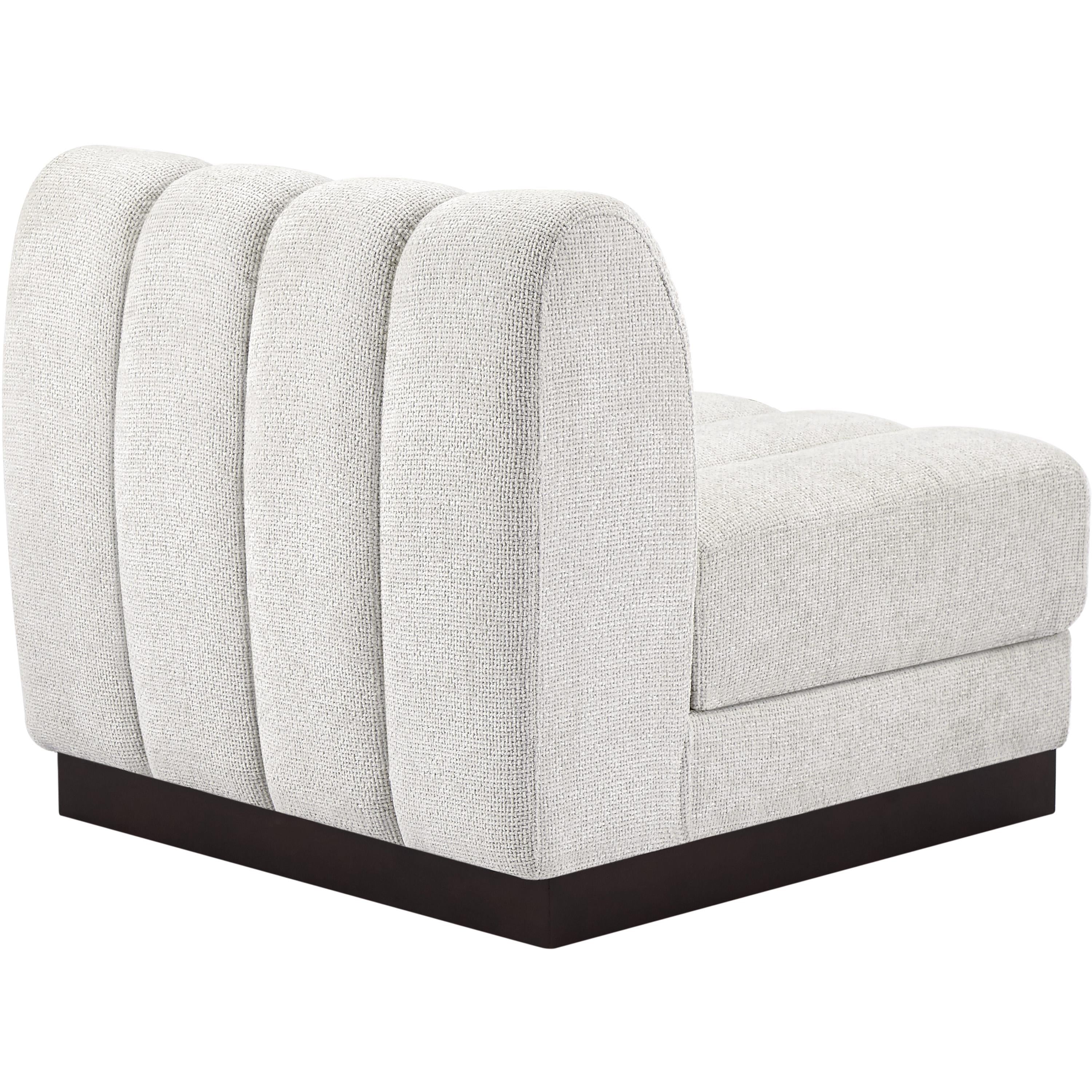 Meridian Quinn Cream Chenille Fabric Armless Chair