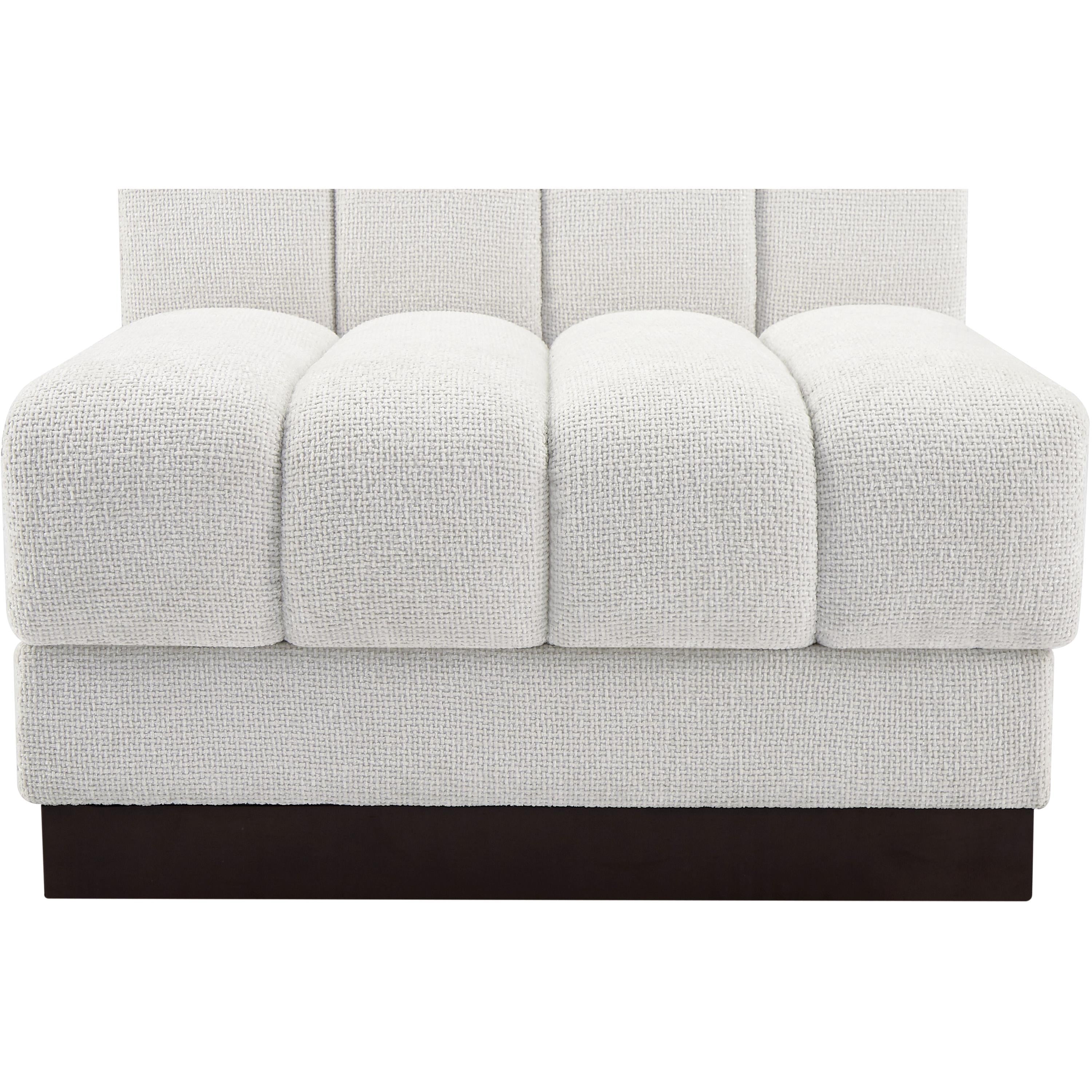 Meridian Quinn Cream Chenille Fabric Armless Chair