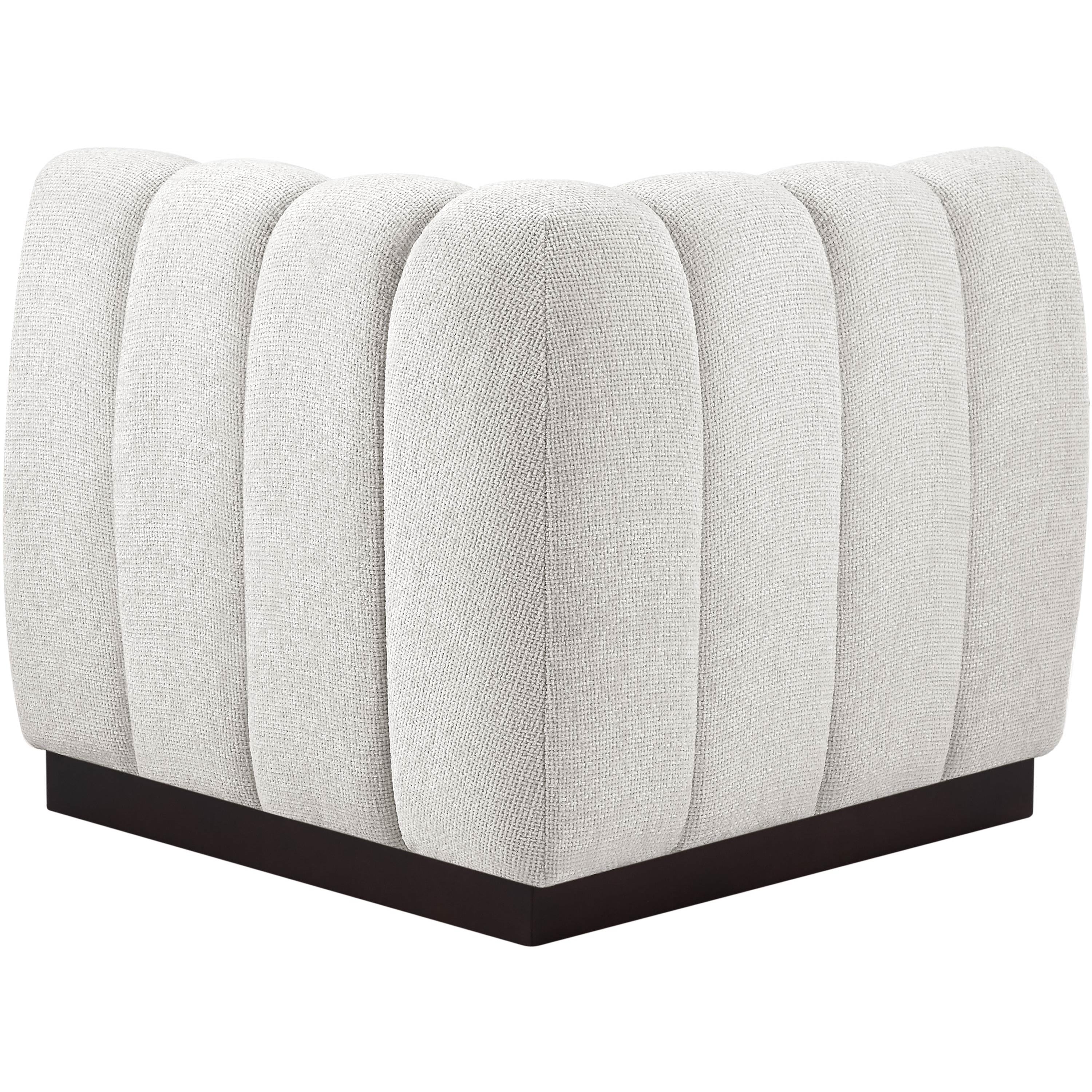 Meridian Quinn Cream Chenille Fabric Corner Chair