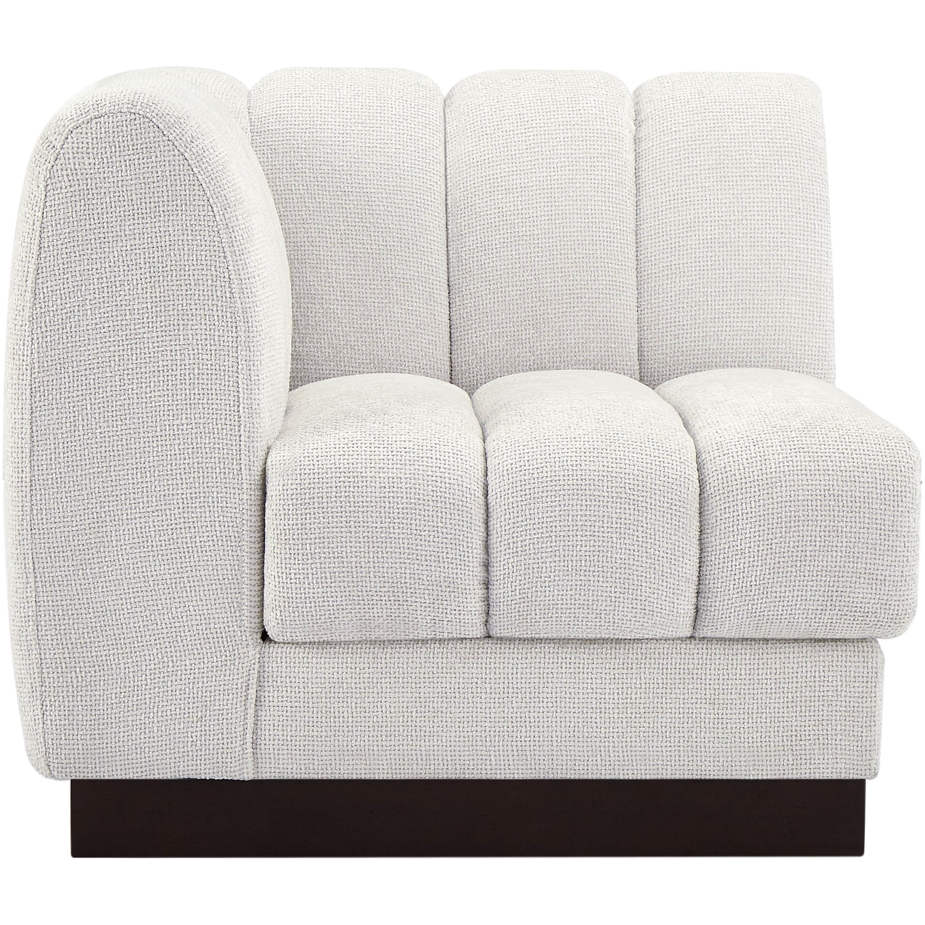 Meridian Quinn Cream Chenille Fabric Corner Chair