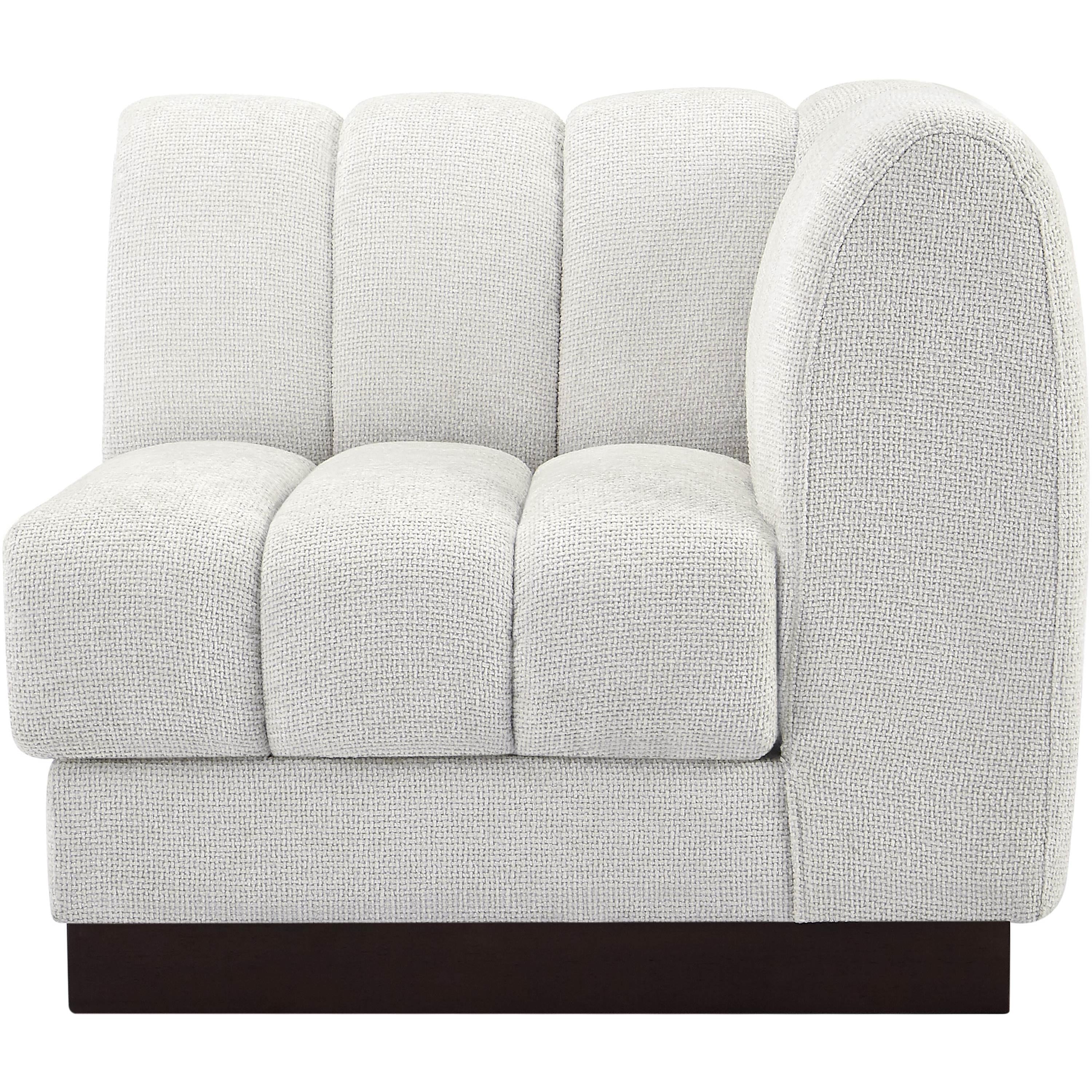 Meridian Quinn Cream Chenille Fabric Corner Chair