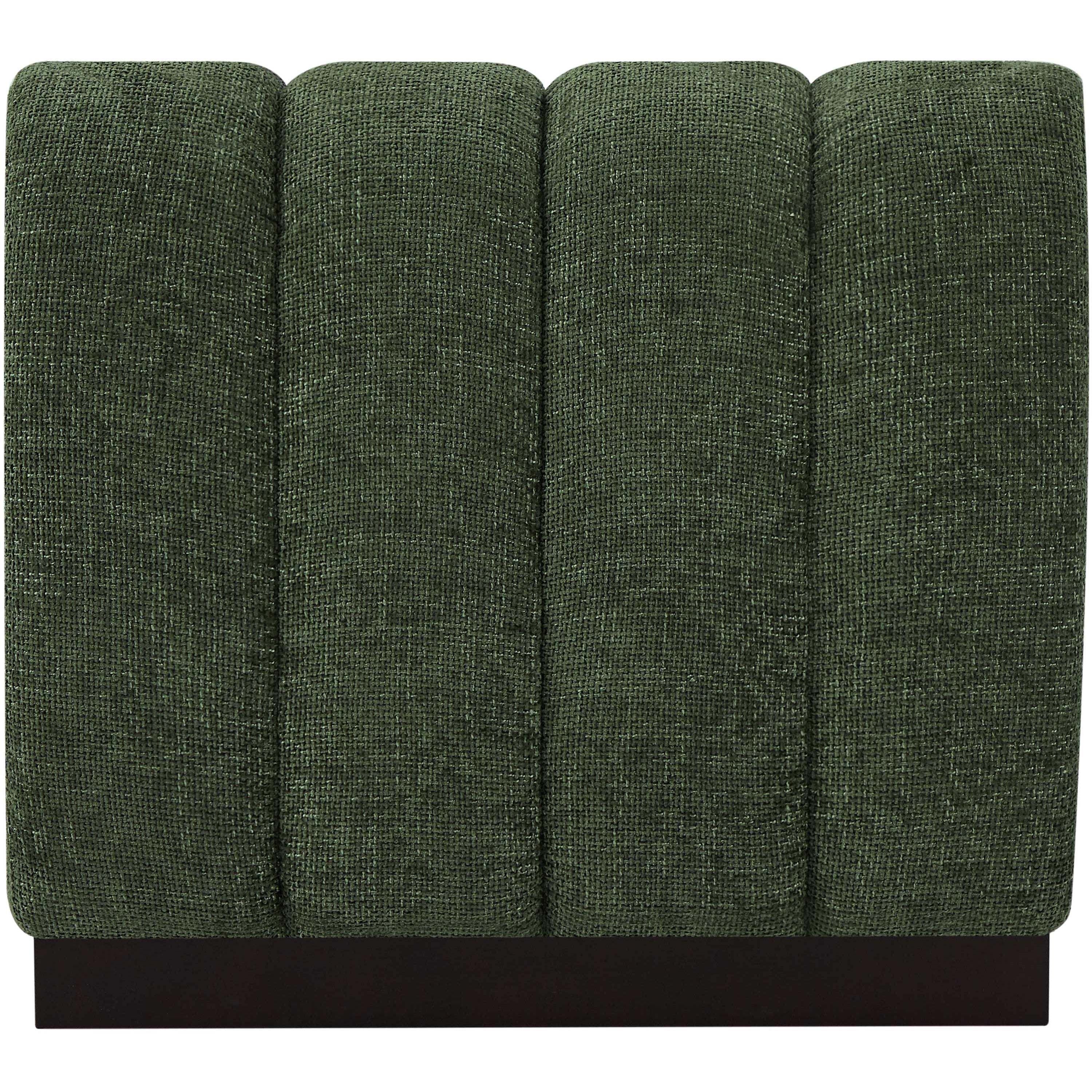 Meridian Quinn Green Chenille Fabric Armless Chair