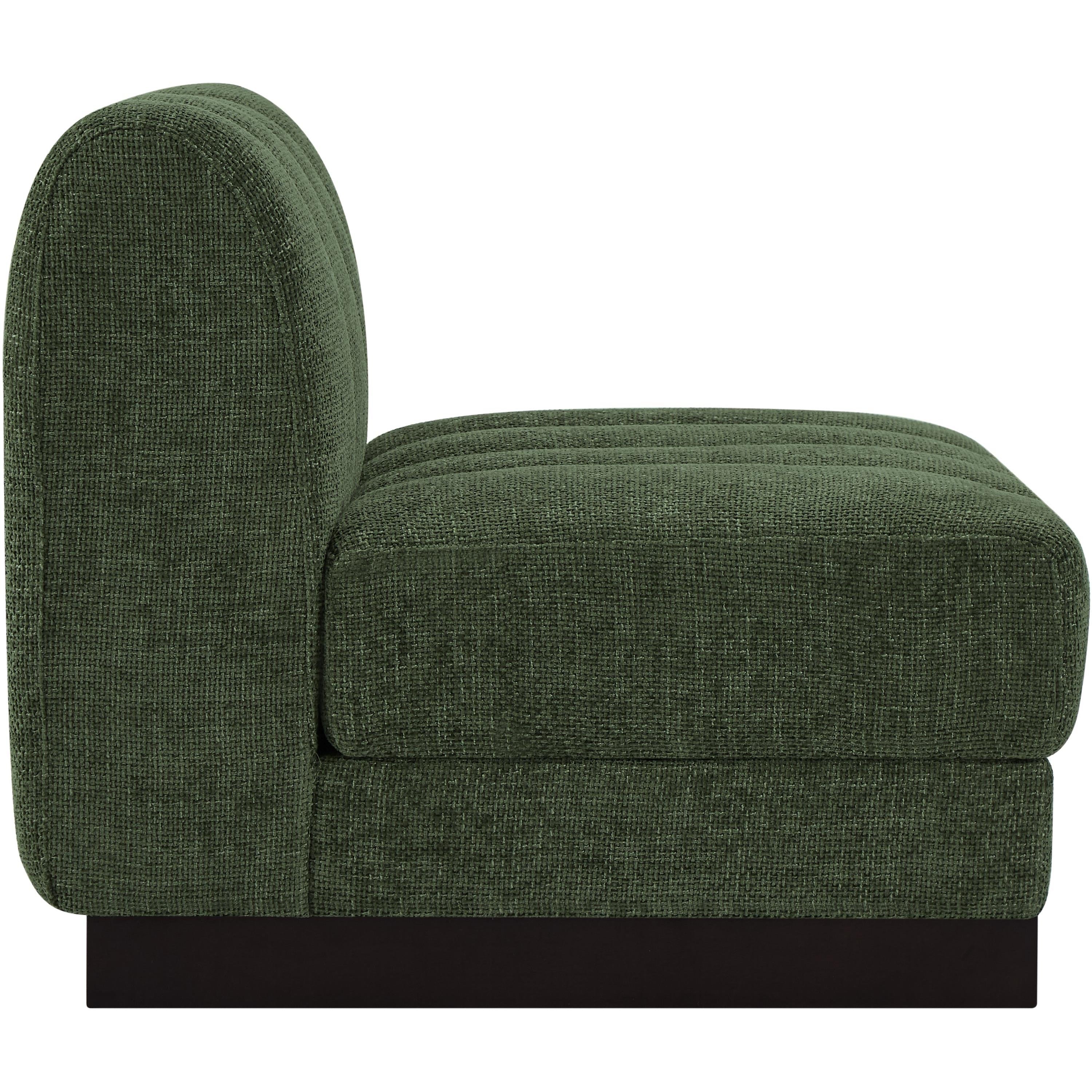 Meridian Quinn Green Chenille Fabric Armless Chair