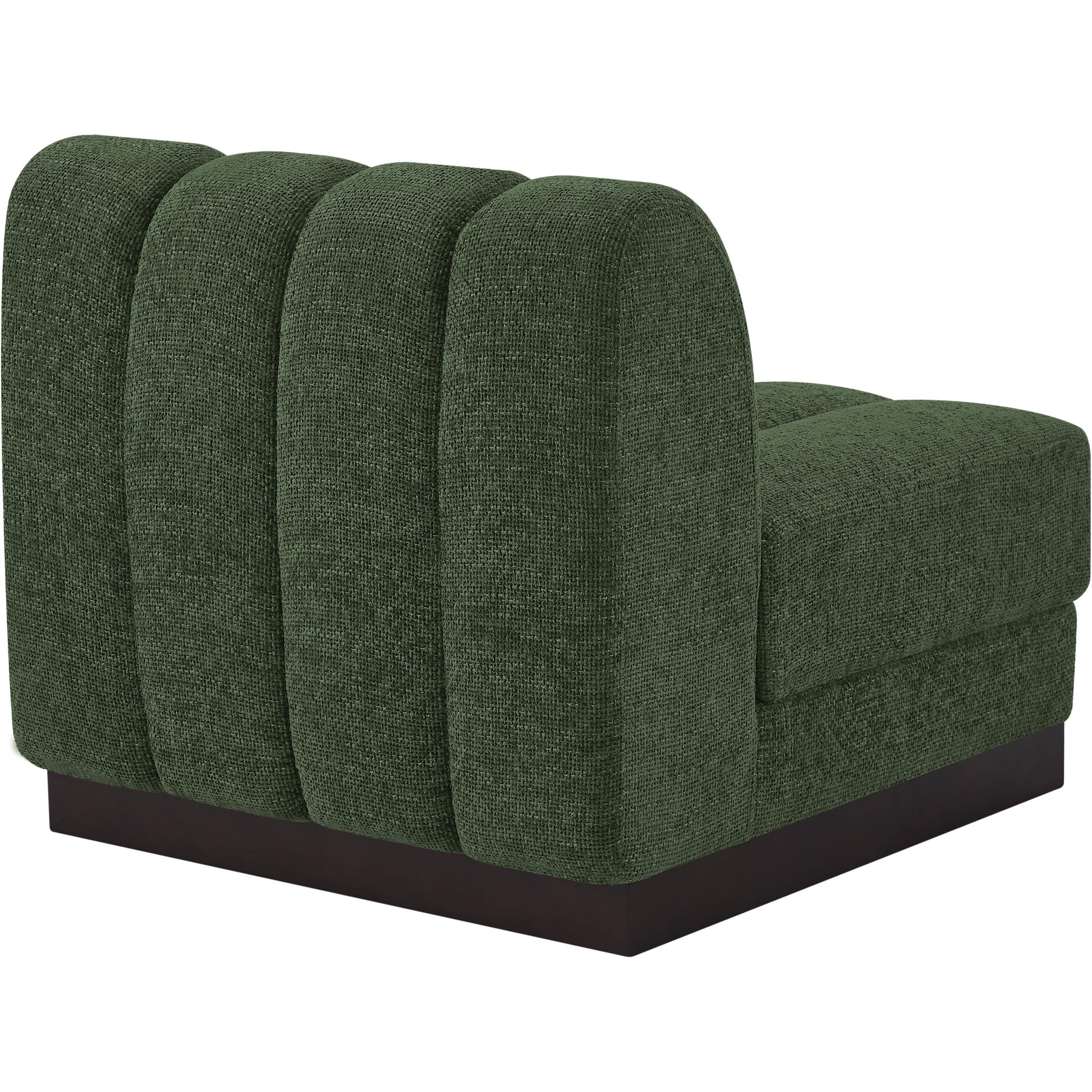 Meridian Quinn Green Chenille Fabric Armless Chair
