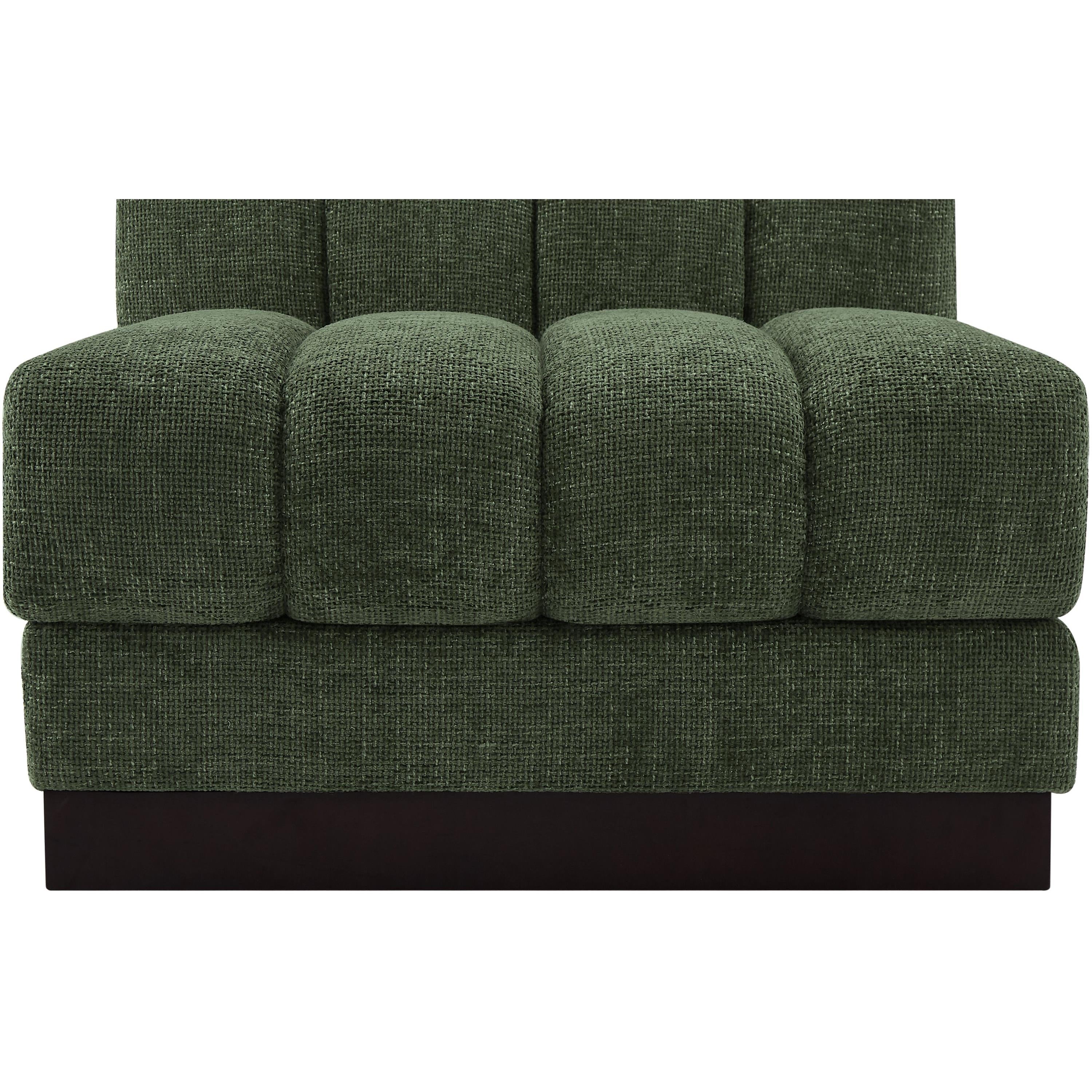 Meridian Quinn Green Chenille Fabric Armless Chair
