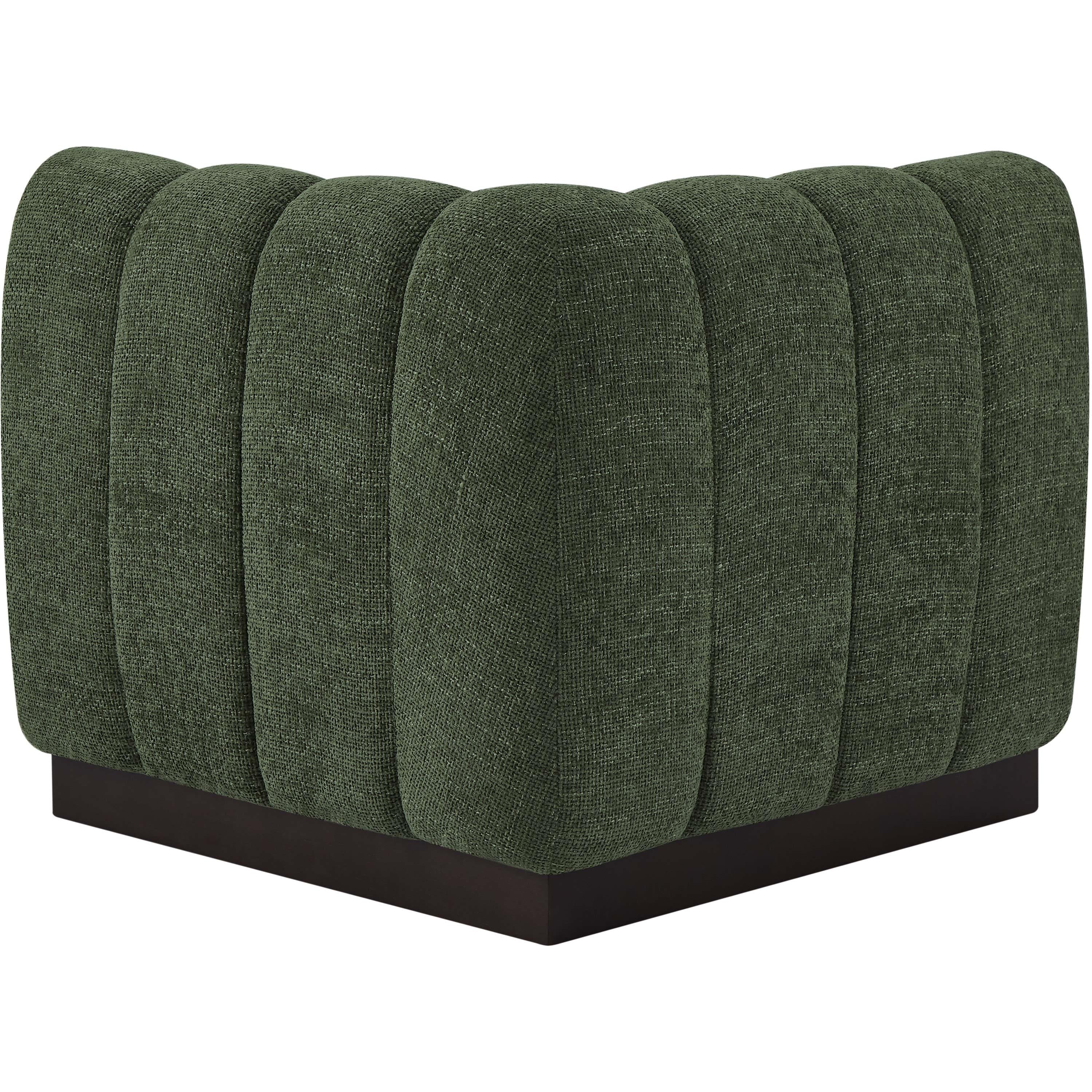 Meridian Quinn Green Chenille Fabric Corner Chair