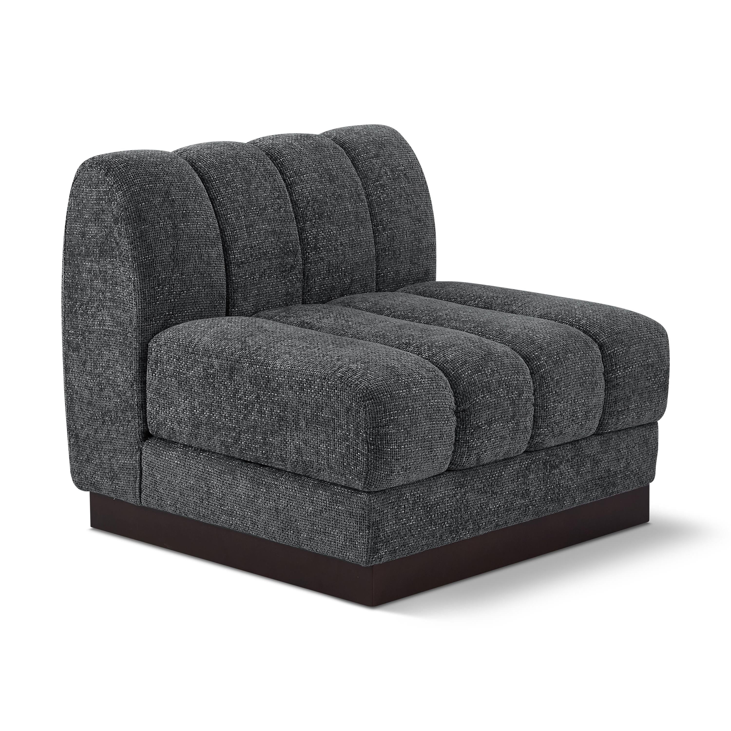 Meridian Quinn Grey Chenille Fabric Armless Chair