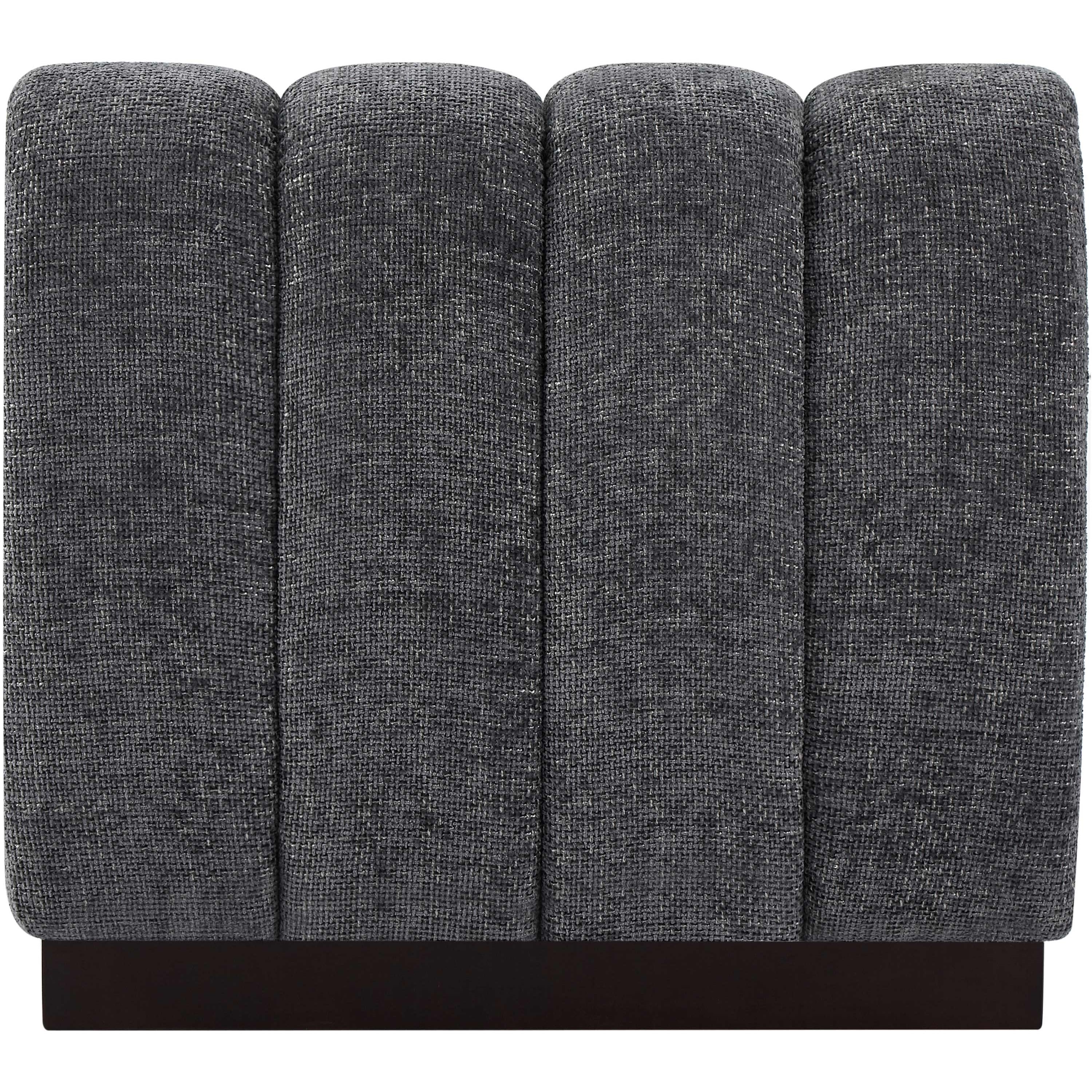 Meridian Quinn Grey Chenille Fabric Armless Chair