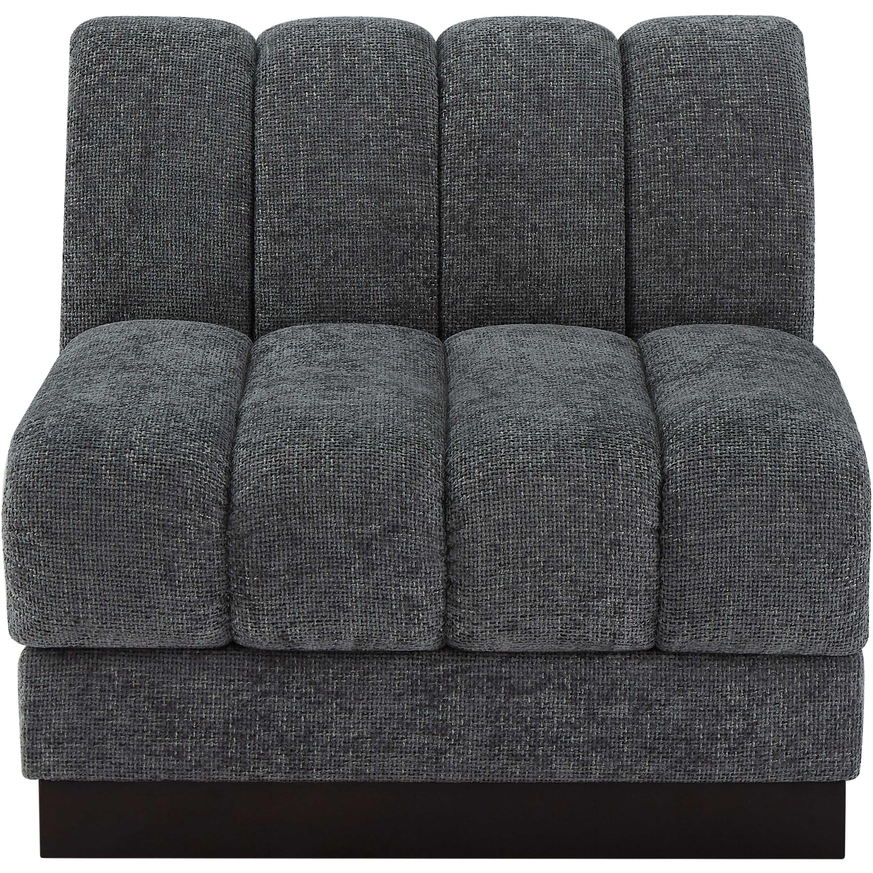 Meridian Quinn Grey Chenille Fabric Armless Chair