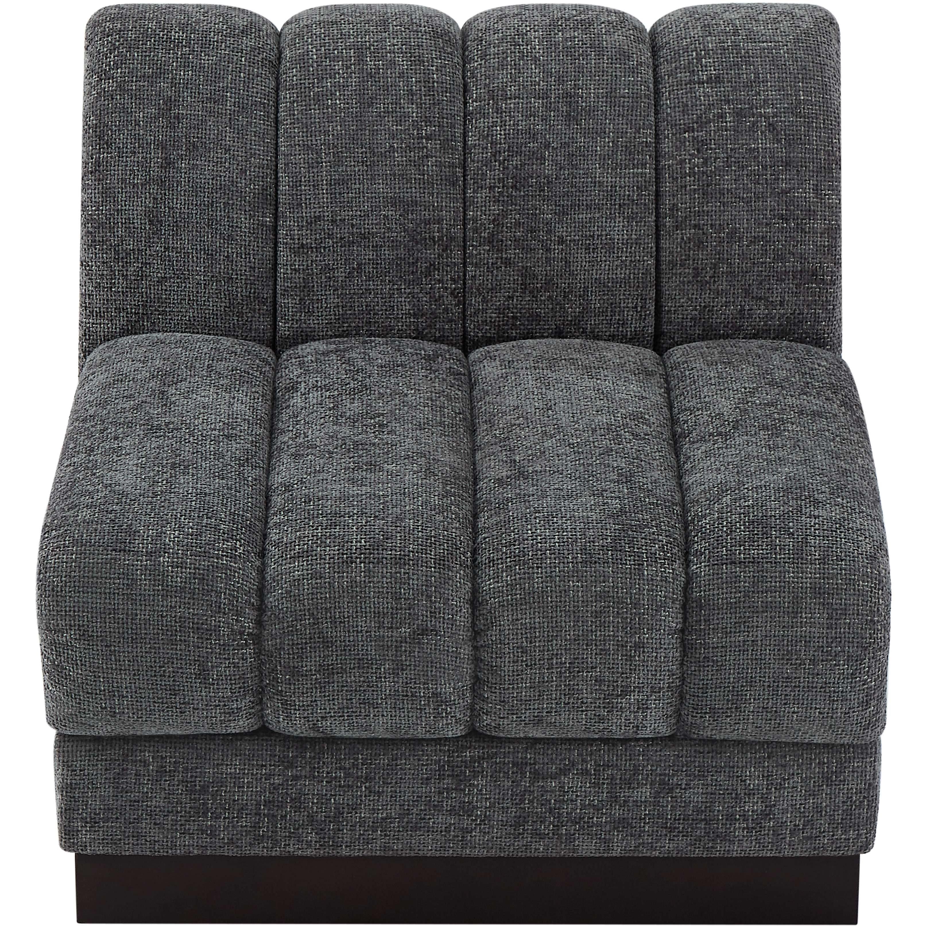 Meridian Quinn Grey Chenille Fabric Armless Chair