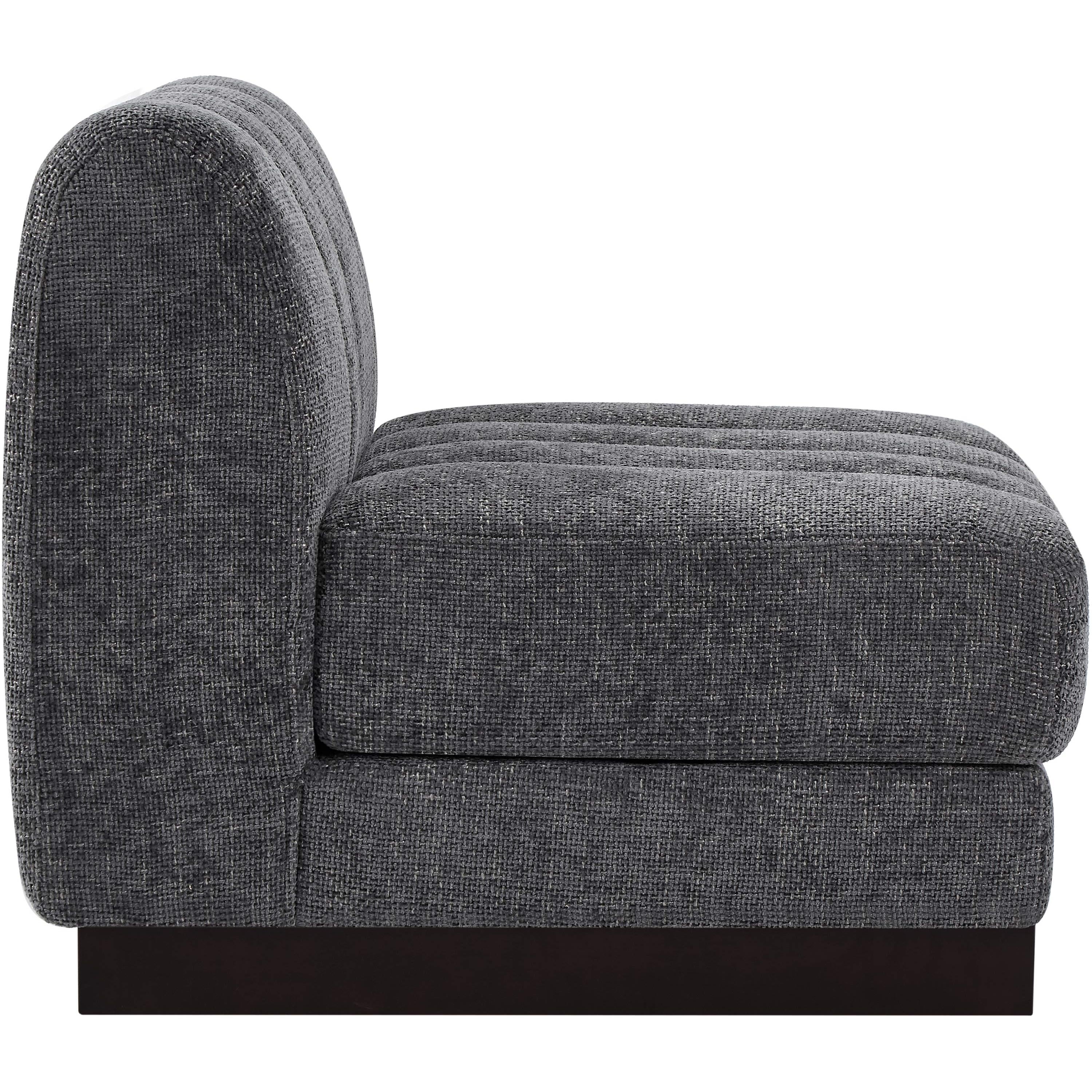 Meridian Quinn Grey Chenille Fabric Armless Chair