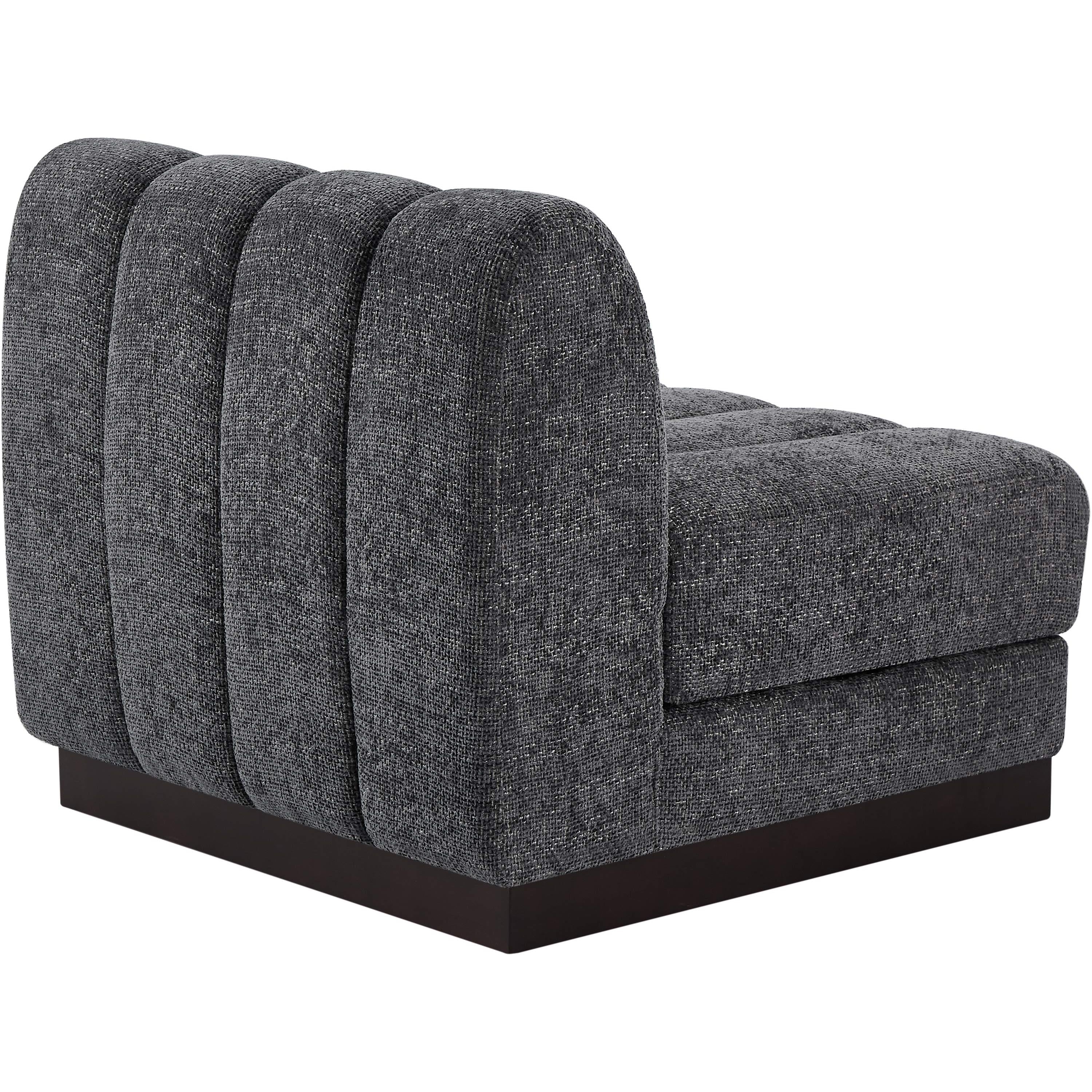 Meridian Quinn Grey Chenille Fabric Armless Chair