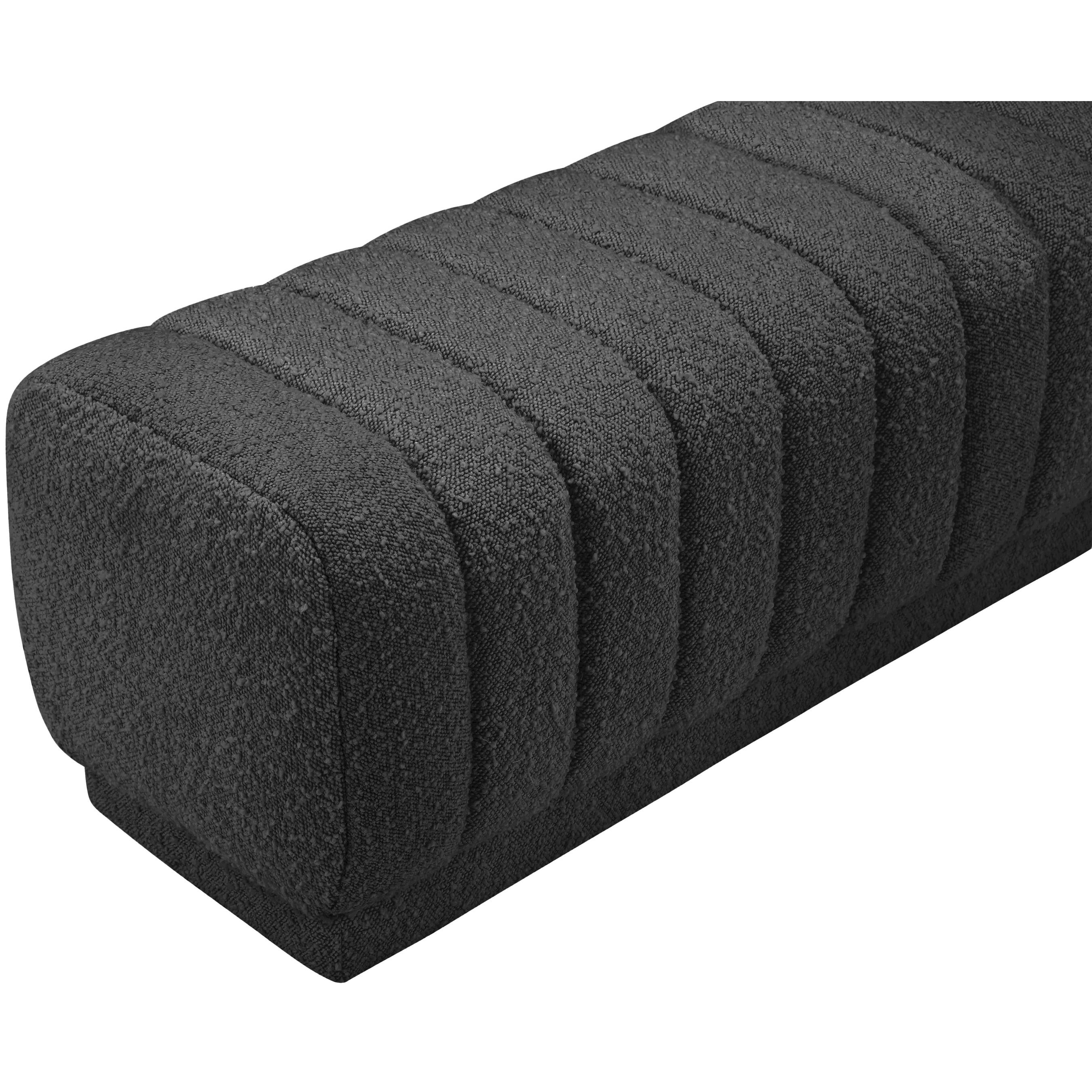 Meridian Heathrow Black Boucle Fabric Ottoman/Bench