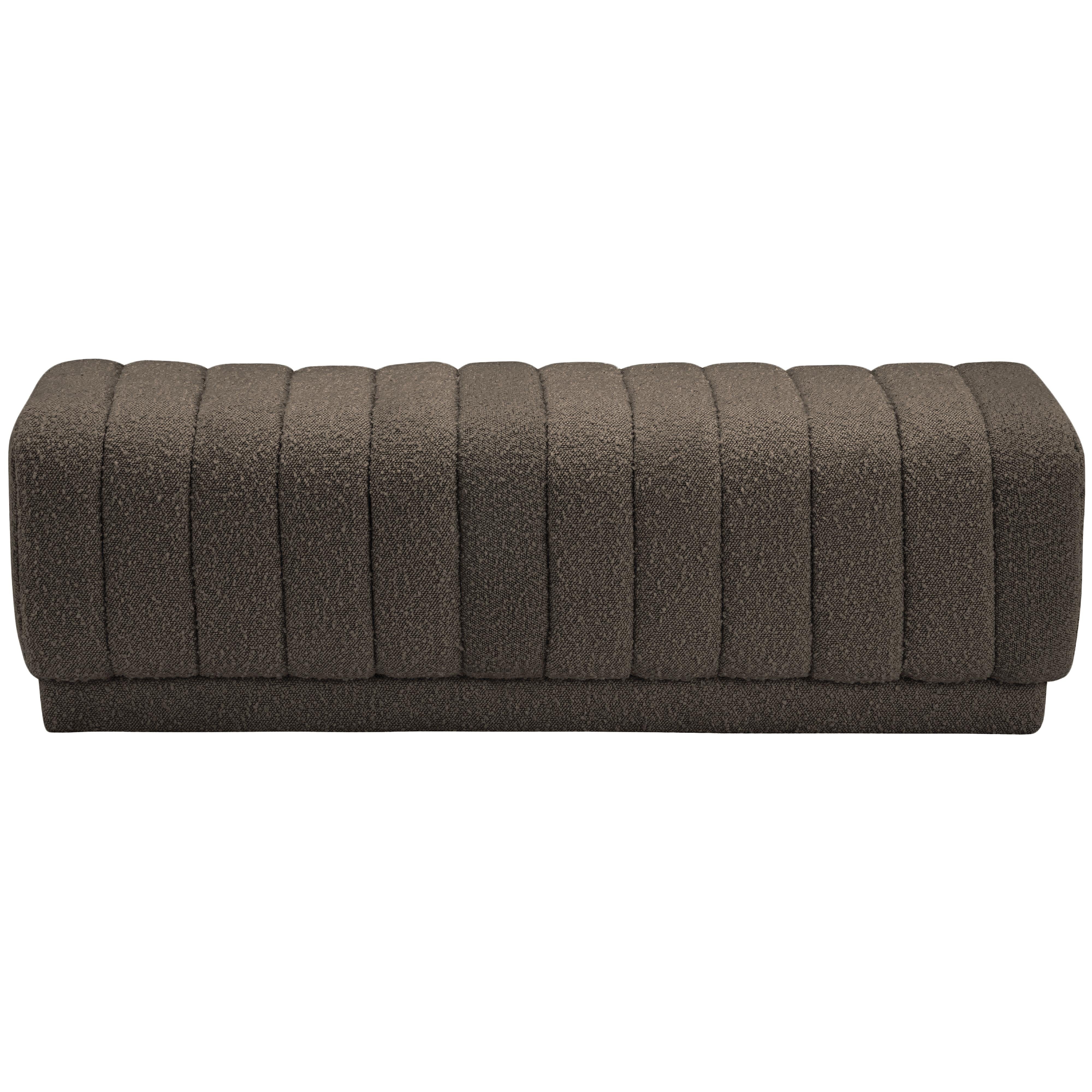 Meridian Heathrow Brown Boucle Fabric Ottoman/Bench