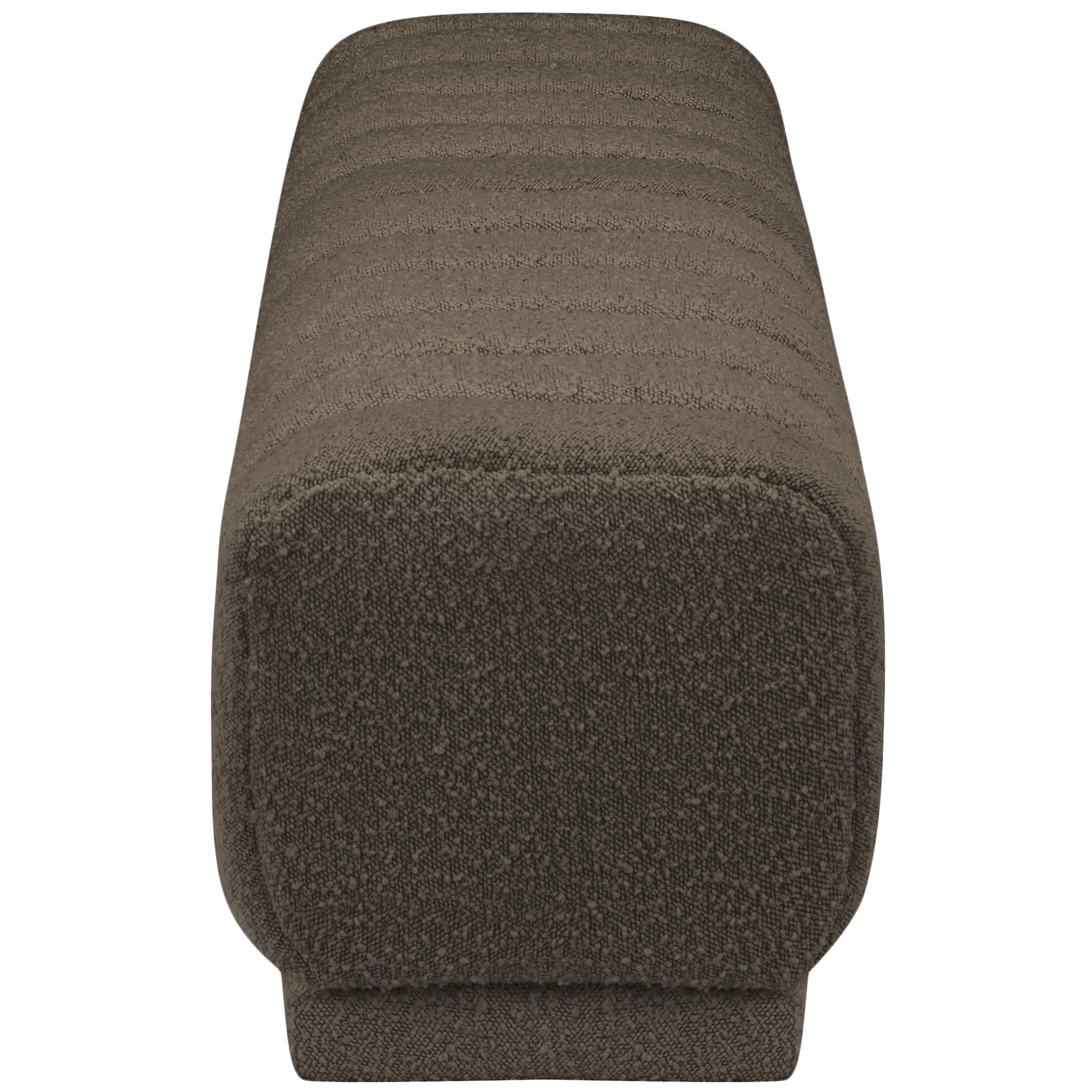 Meridian Heathrow Brown Boucle Fabric Ottoman/Bench