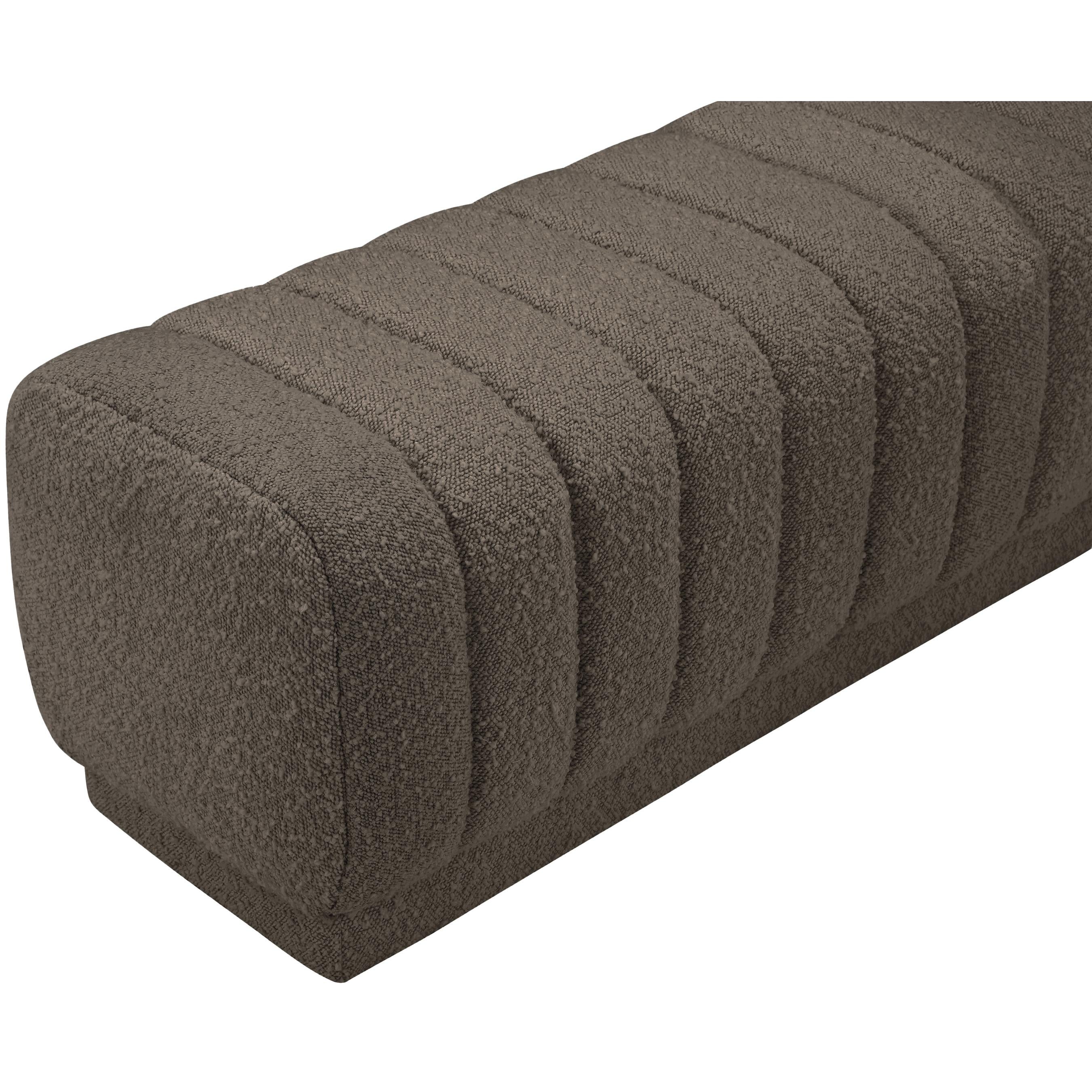 Meridian Heathrow Brown Boucle Fabric Ottoman/Bench