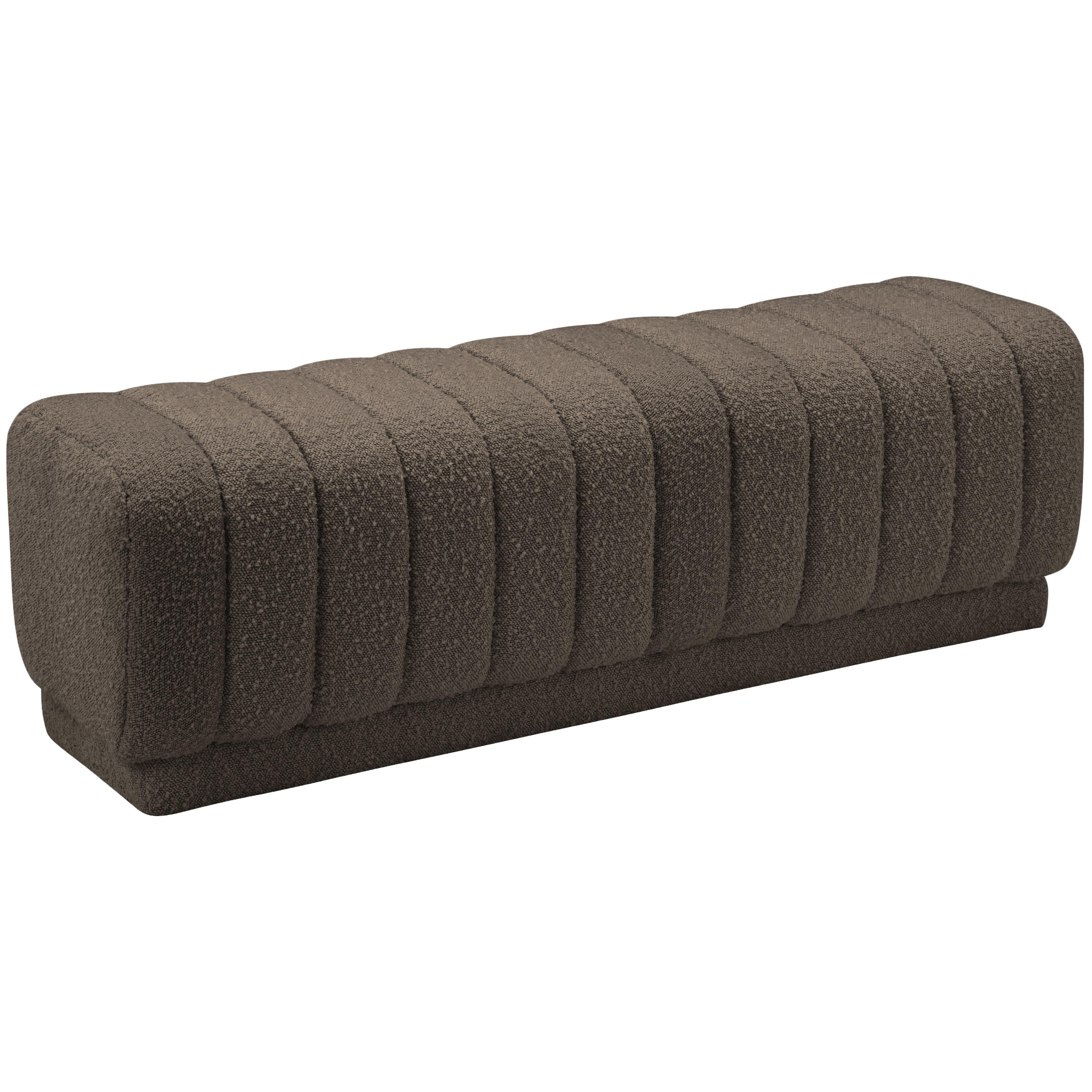 Meridian Heathrow Brown Boucle Fabric Ottoman/Bench