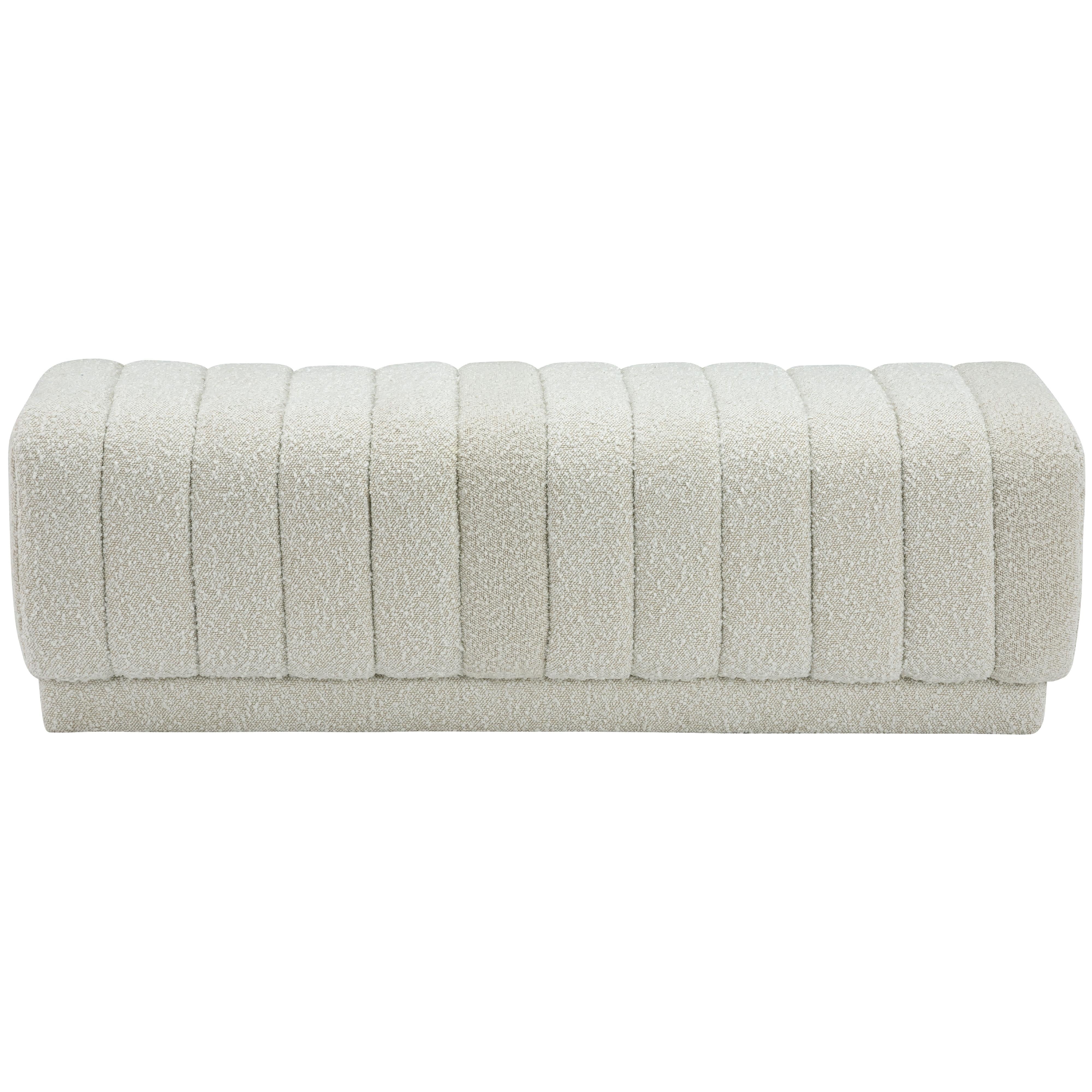 Meridian Heathrow Cream Boucle Fabric Ottoman/Bench