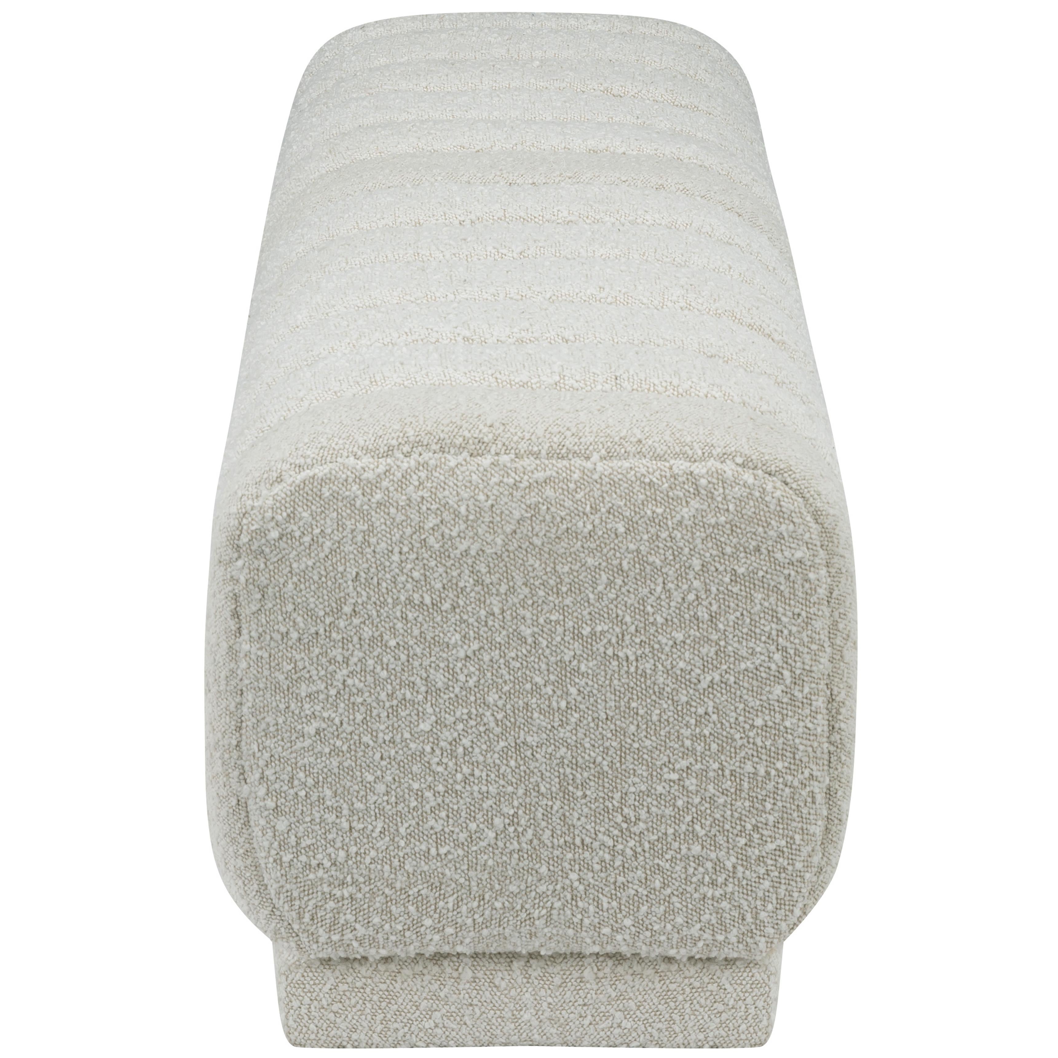 Meridian Heathrow Cream Boucle Fabric Ottoman/Bench