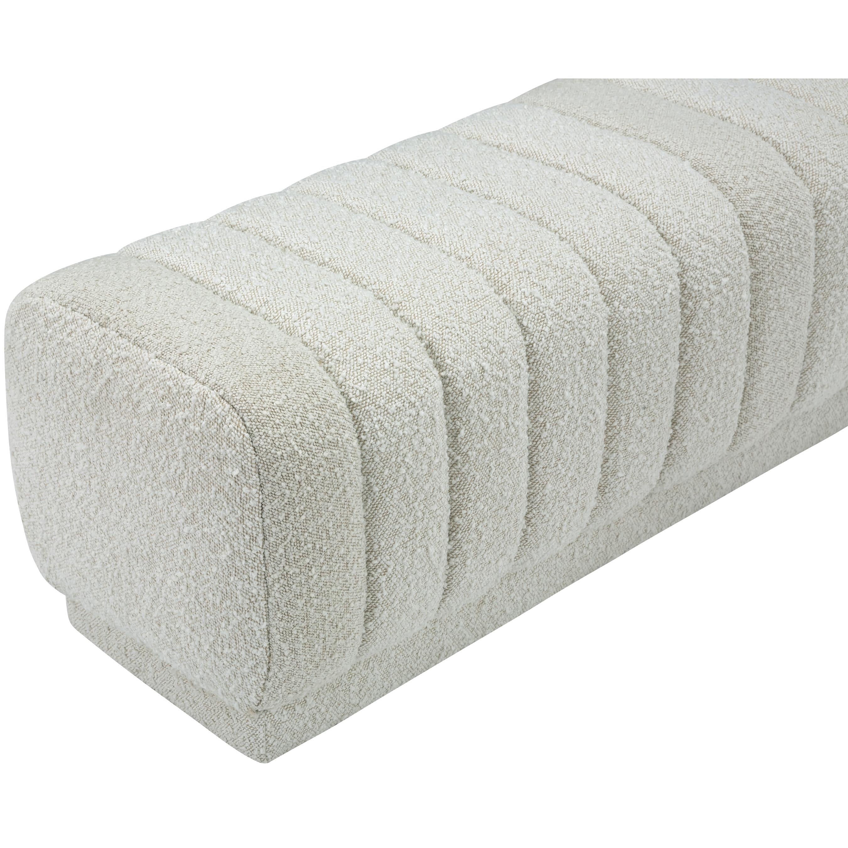Meridian Heathrow Cream Boucle Fabric Ottoman/Bench