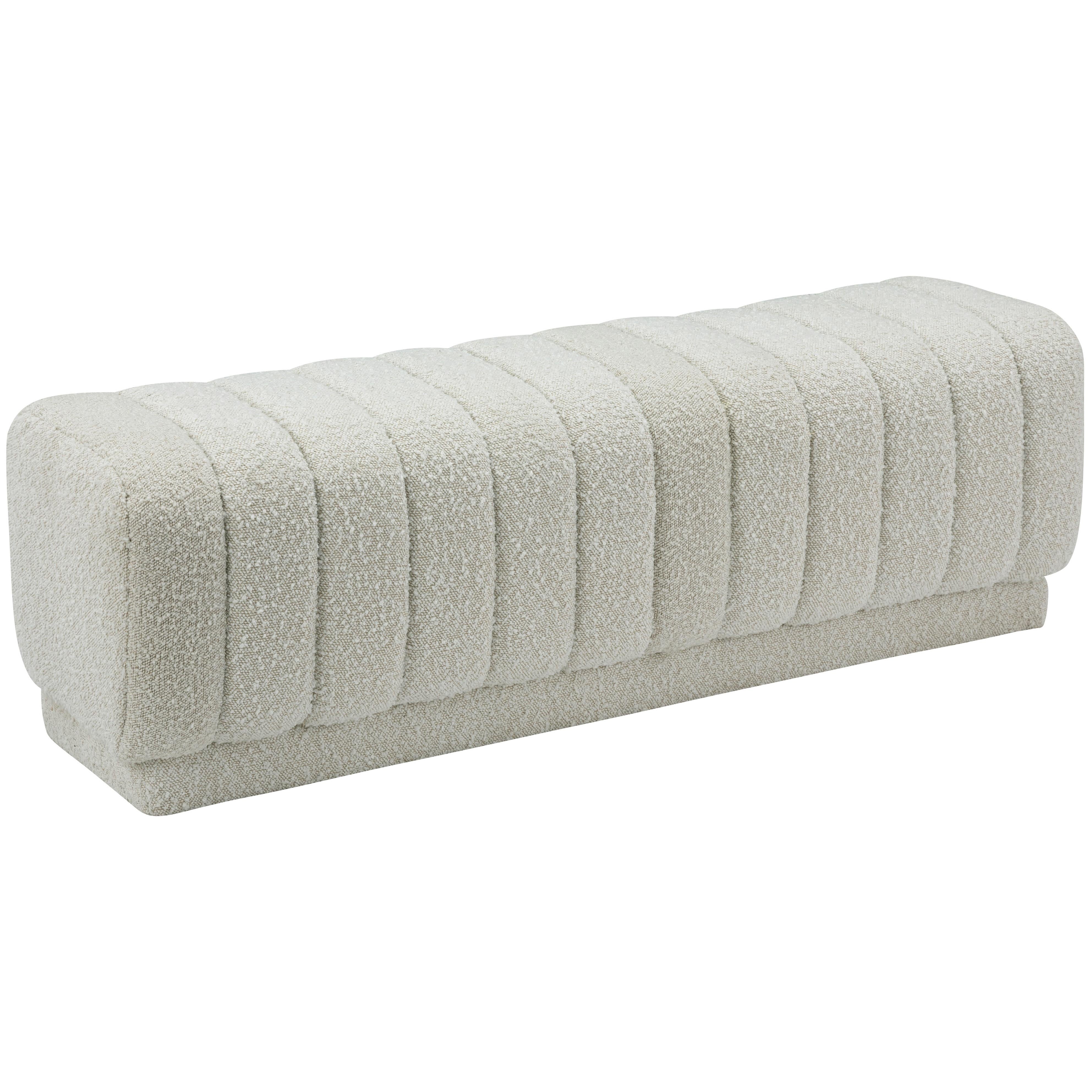 Meridian Heathrow Cream Boucle Fabric Ottoman/Bench