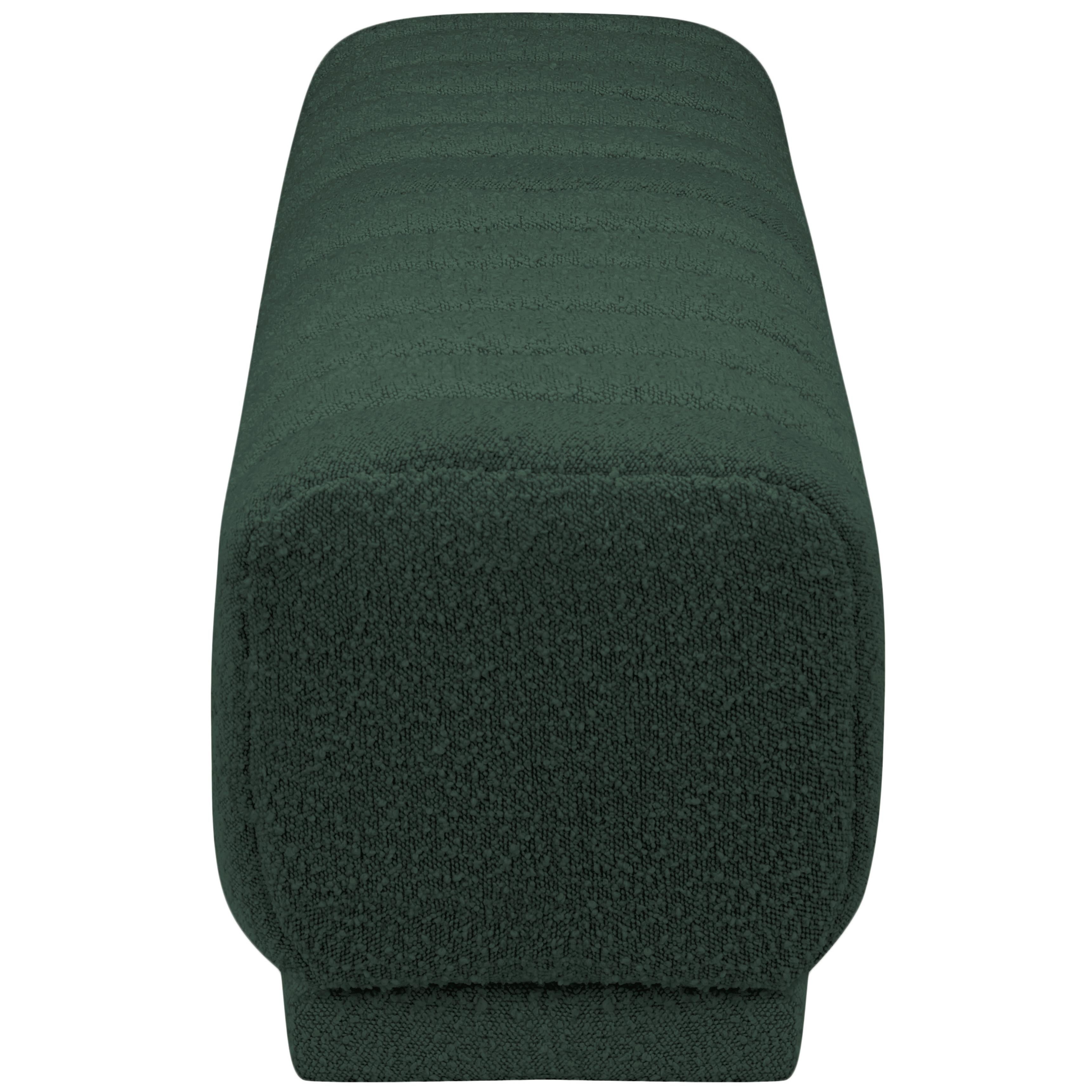 Meridian Heathrow Green Boucle Fabric Ottoman/Bench