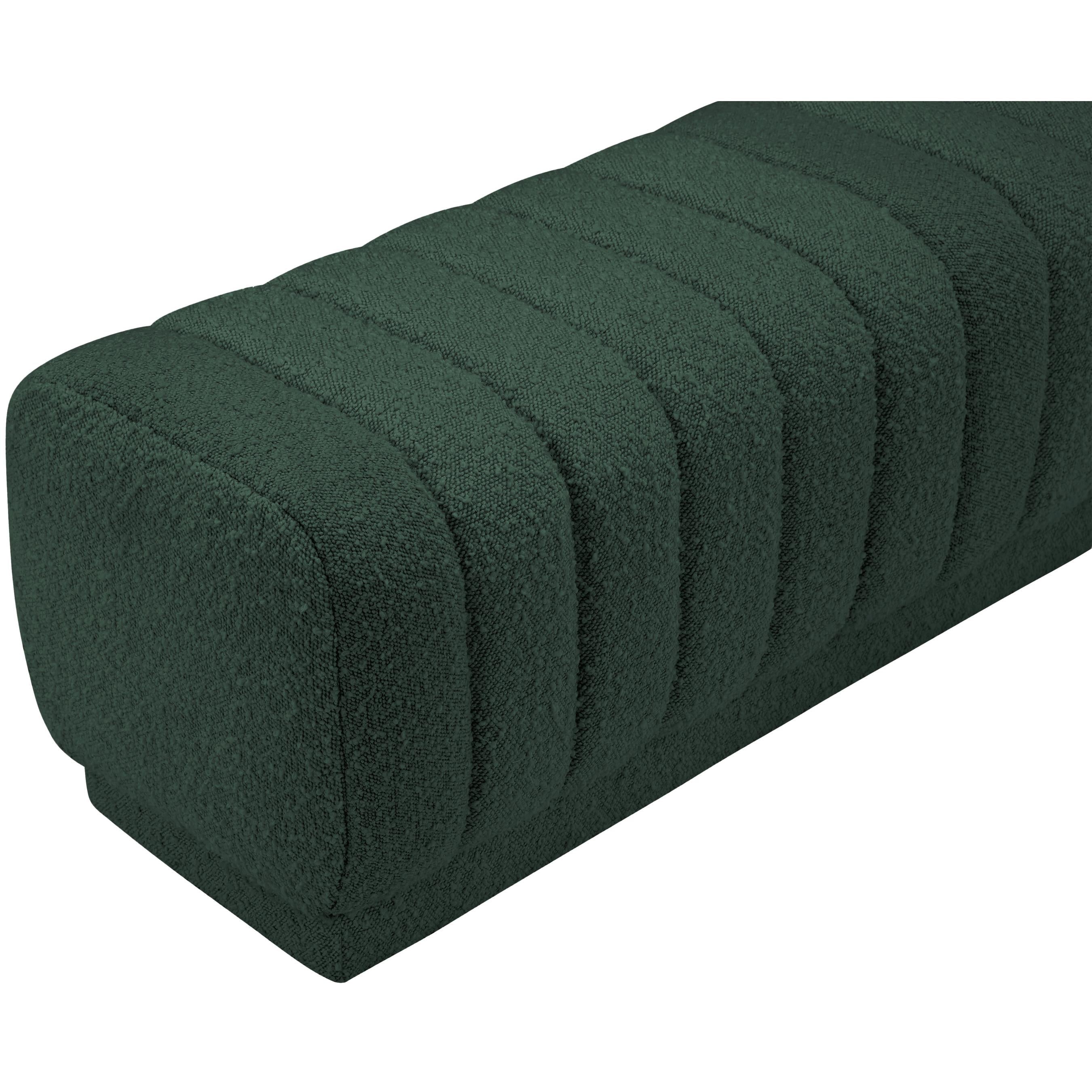 Meridian Heathrow Green Boucle Fabric Ottoman/Bench