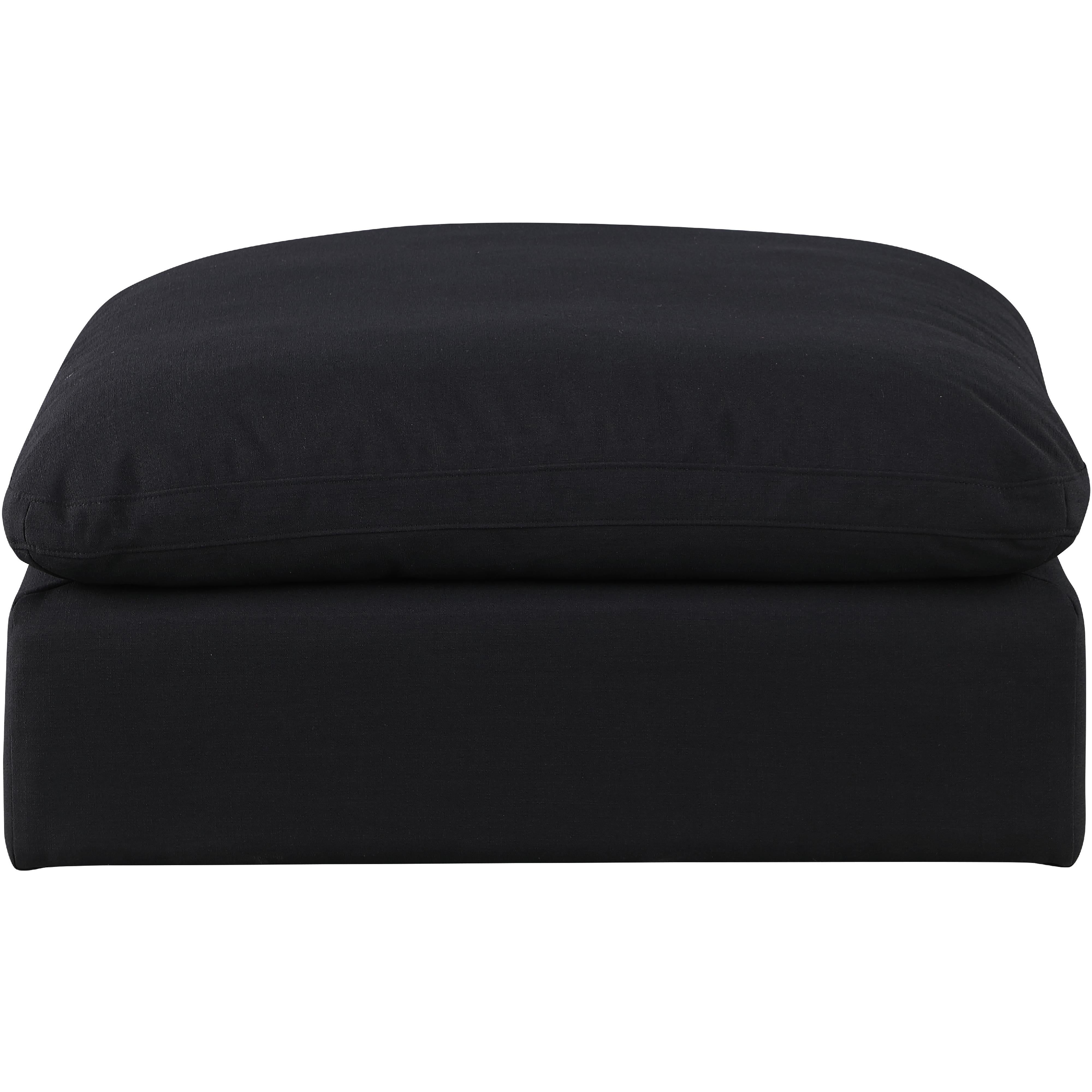 Meridian Comfy Black Linen Textured Fabric Modular Ottoman