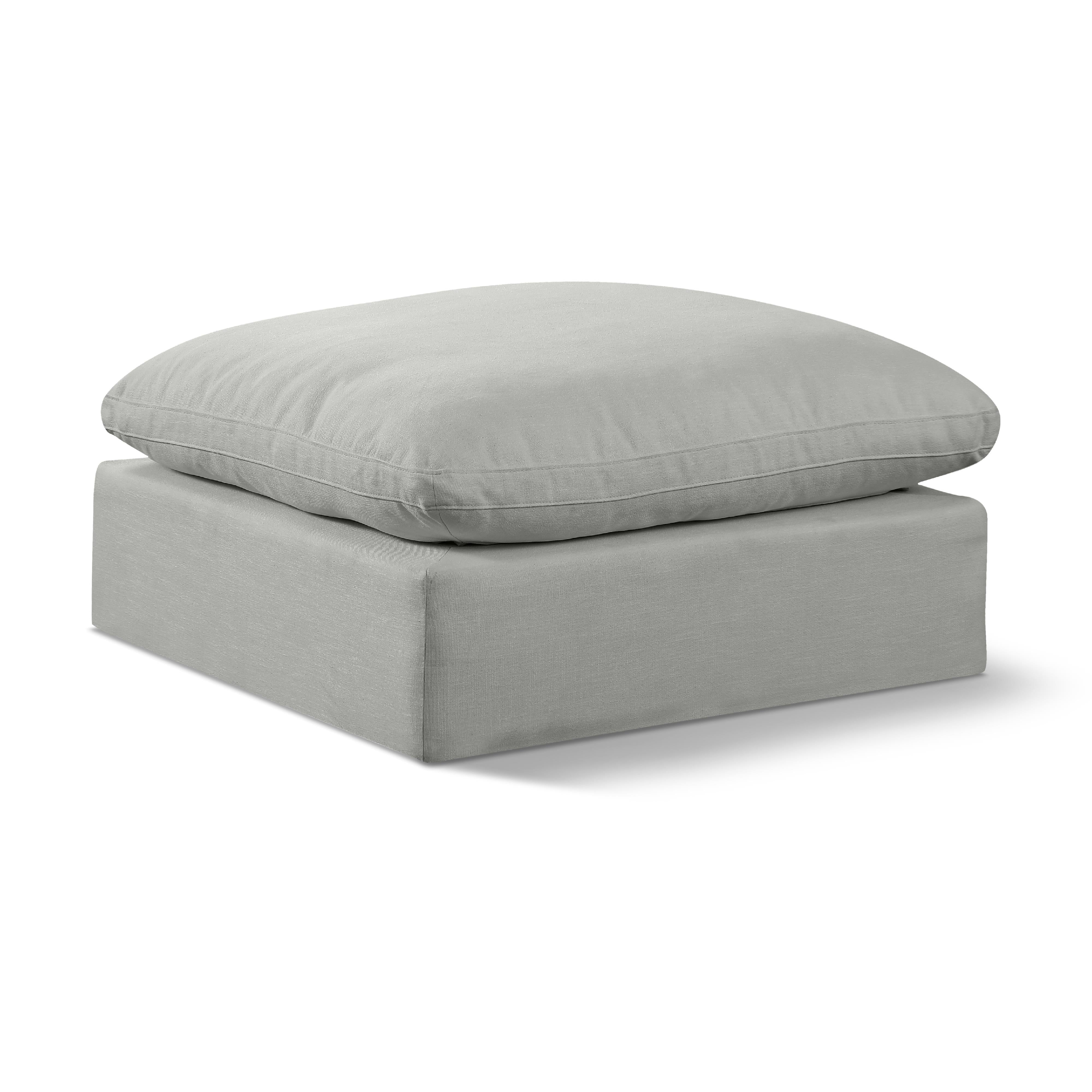 Meridian Comfy Grey Linen Textured Fabric Modular Ottoman