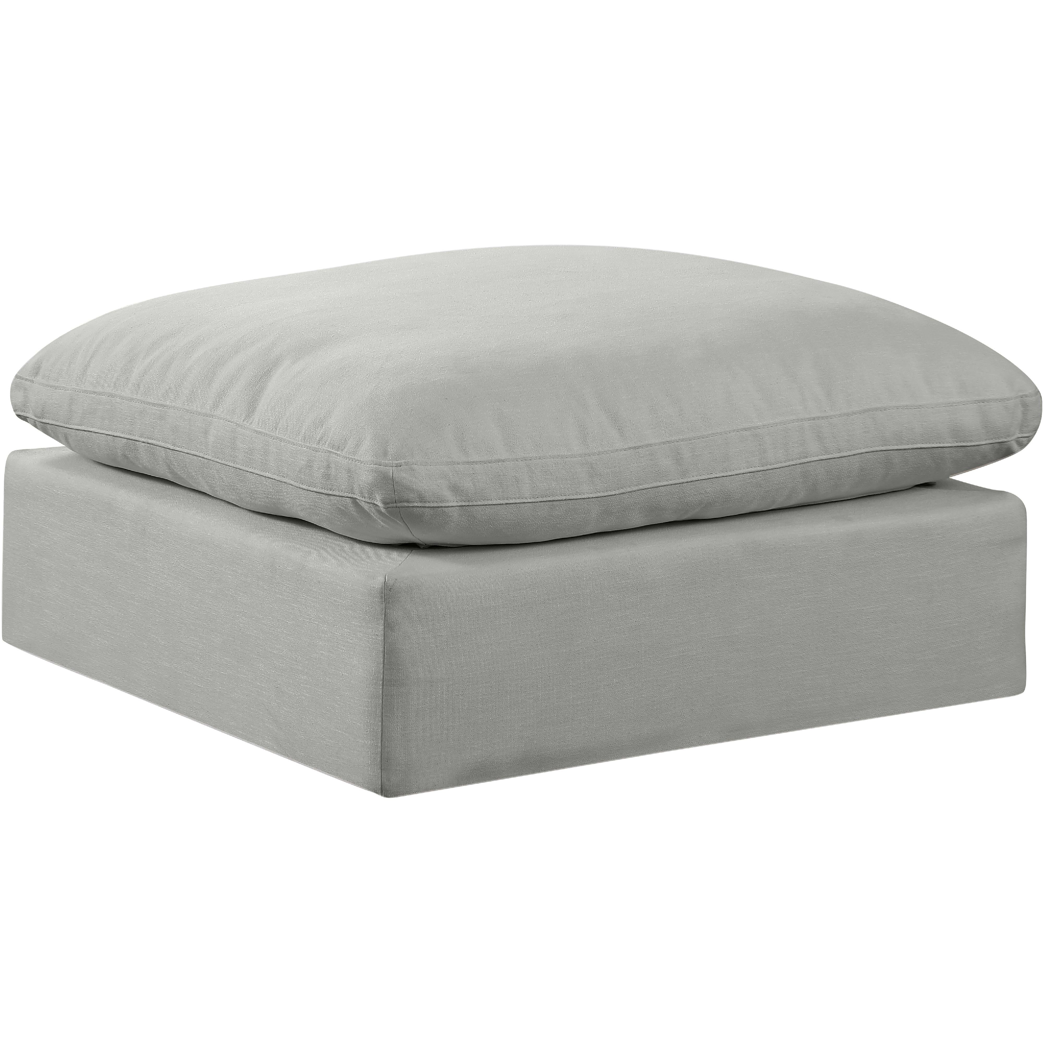 Meridian Comfy Grey Linen Textured Fabric Modular Ottoman