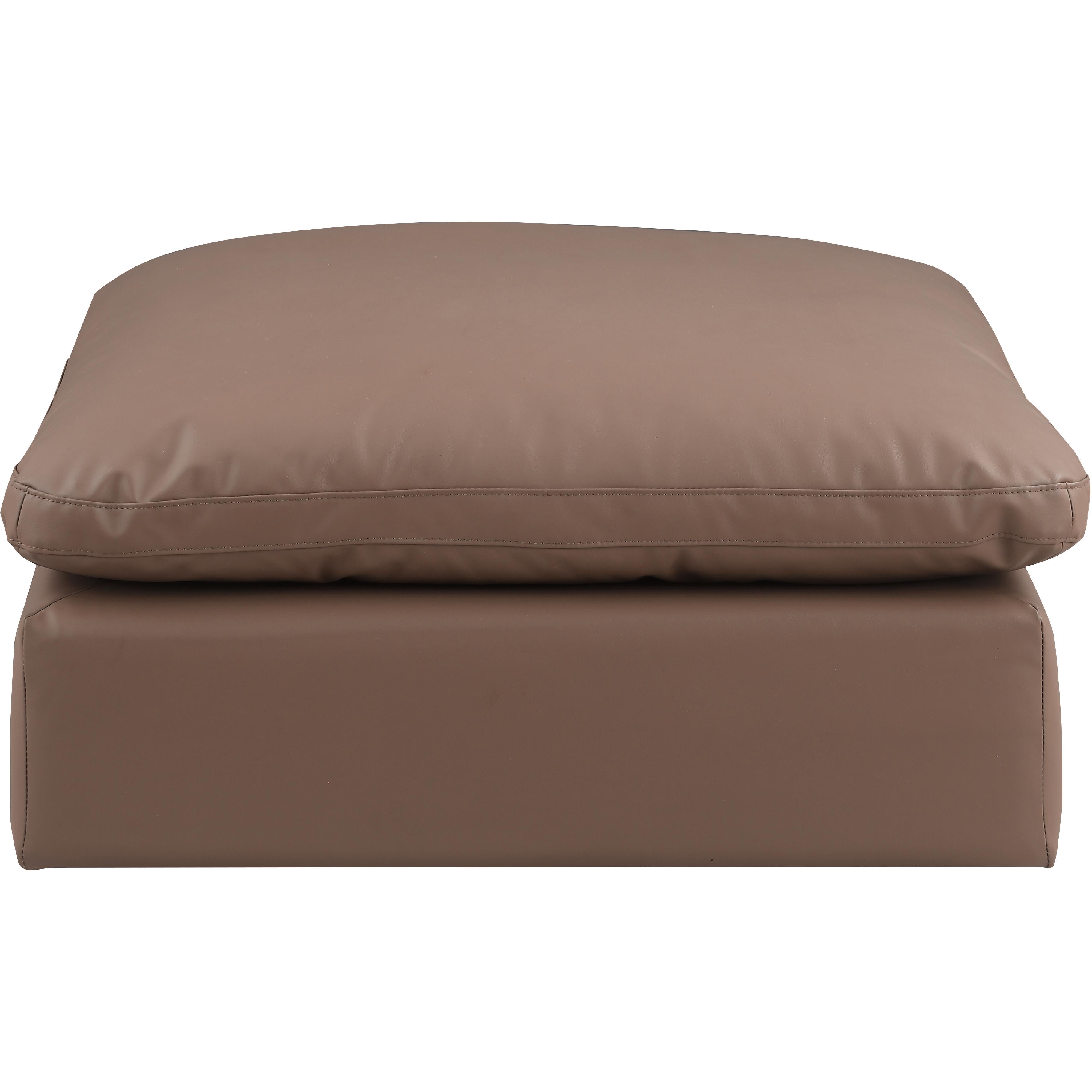 Meridian Comfy Brown Vegan Leather Modular Ottoman