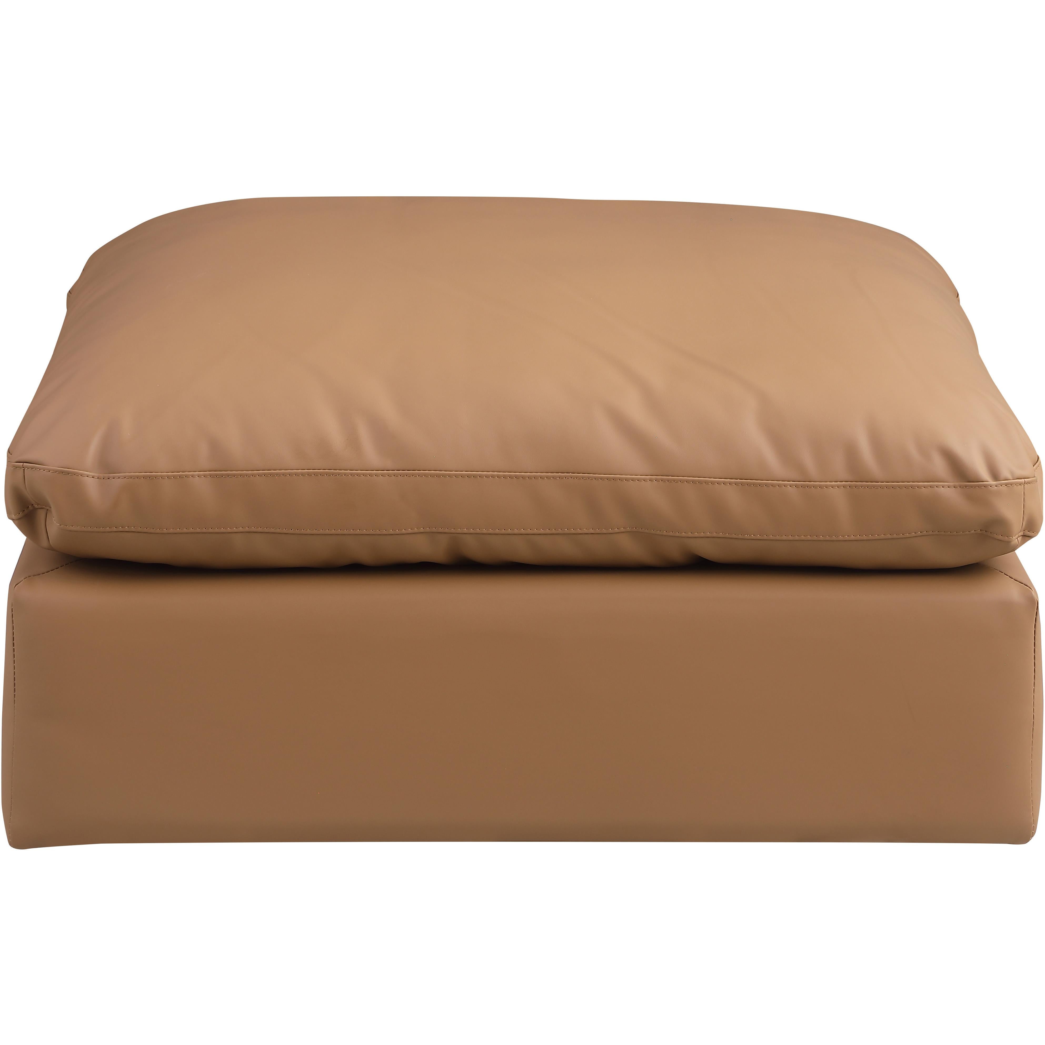 Meridian Comfy Cognac Vegan Leather Modular Ottoman