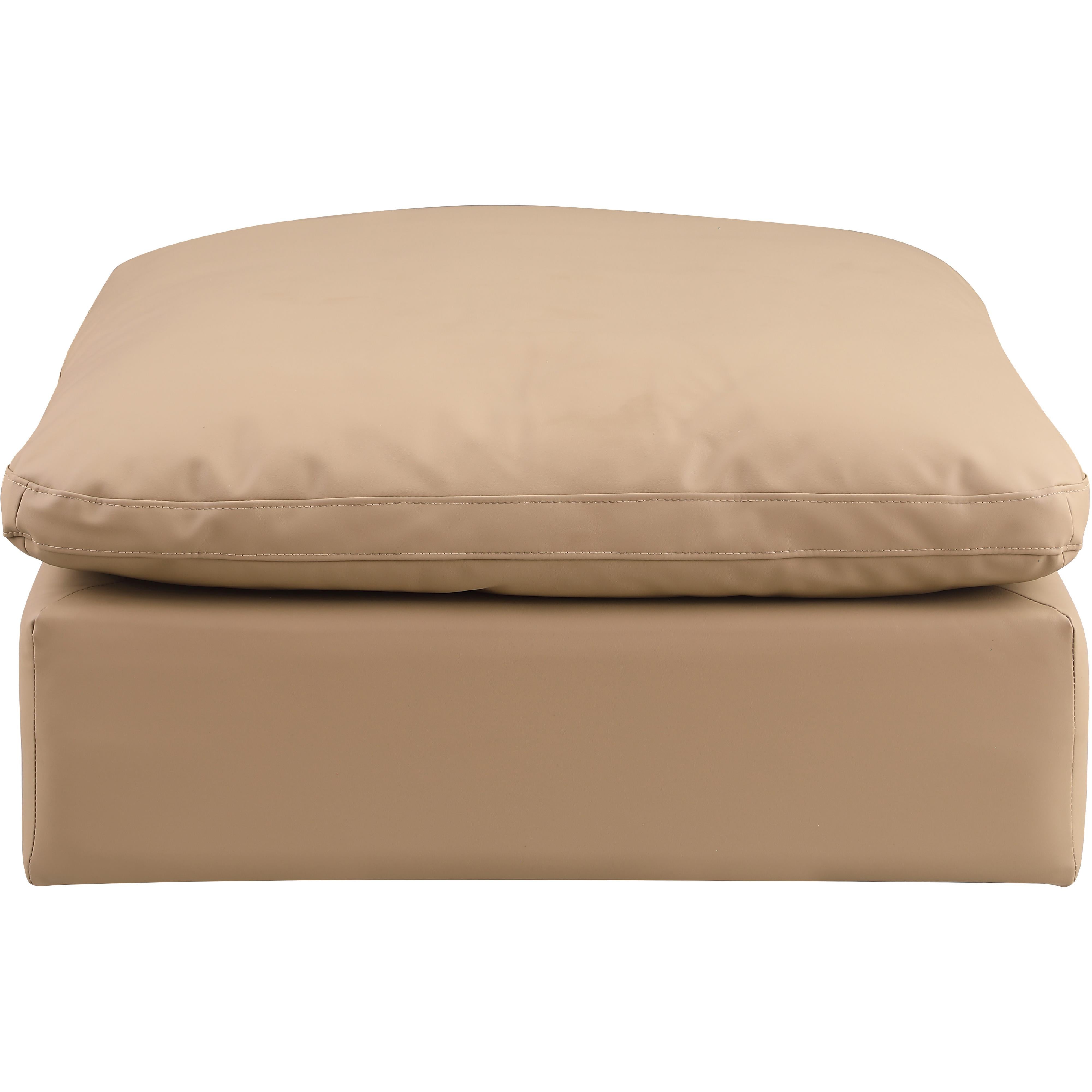 Meridian Comfy Tan Vegan Leather Modular Ottoman