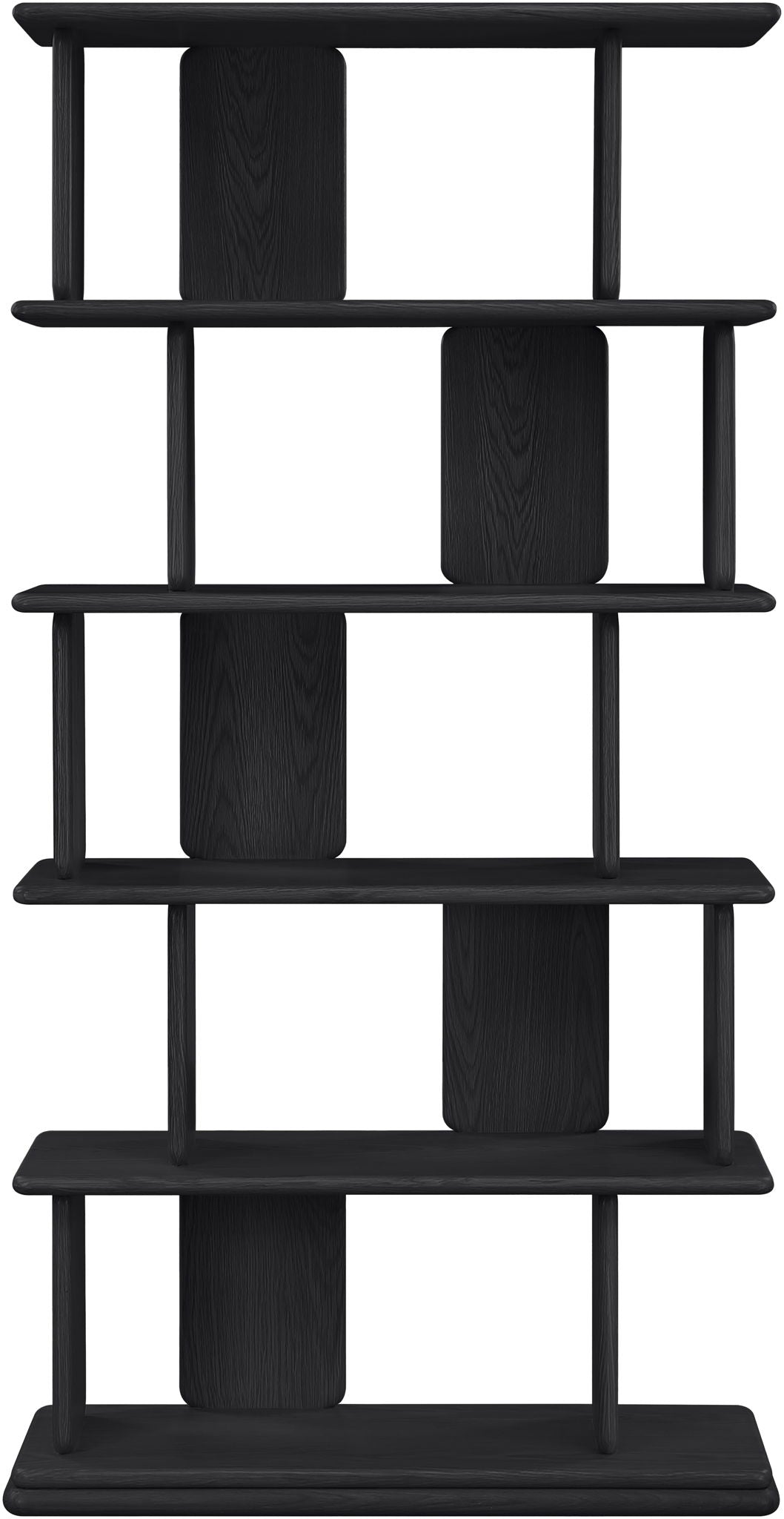 Nexa Oak Veneer Open-Shelf Bookcase — Black or Natural