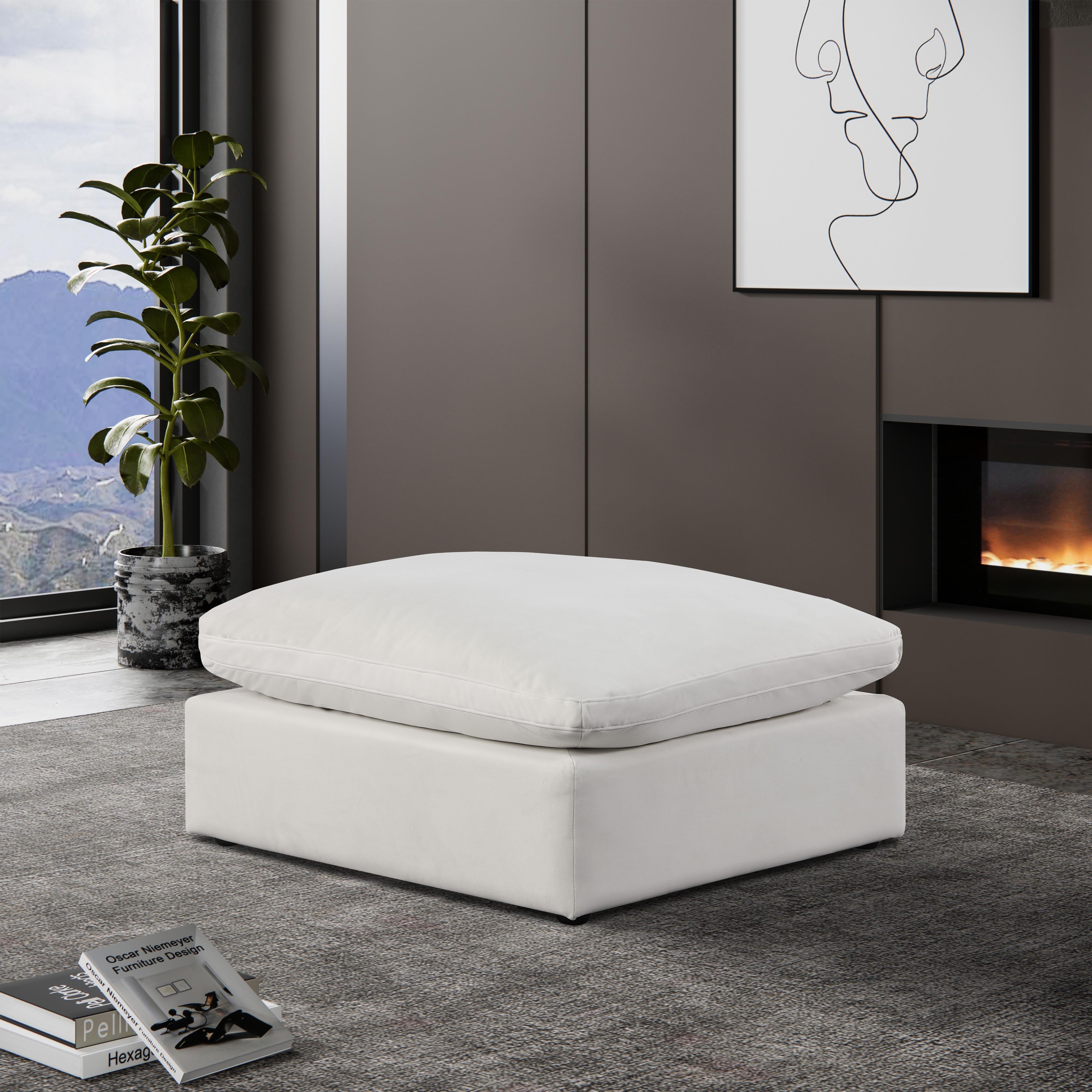 Meridian Comfy Cream Velvet Modular Ottoman