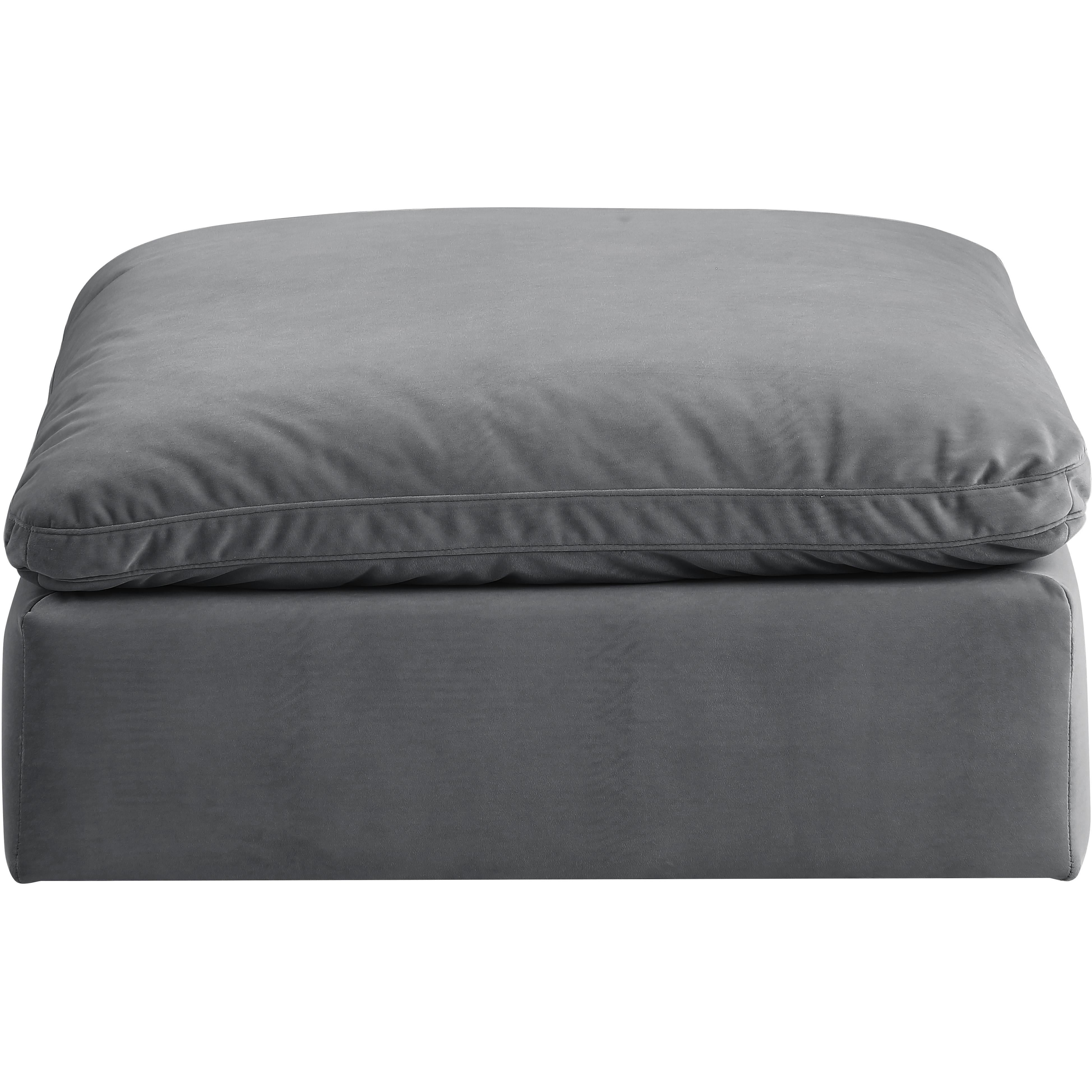 Meridian Comfy Grey Velvet Modular Ottoman