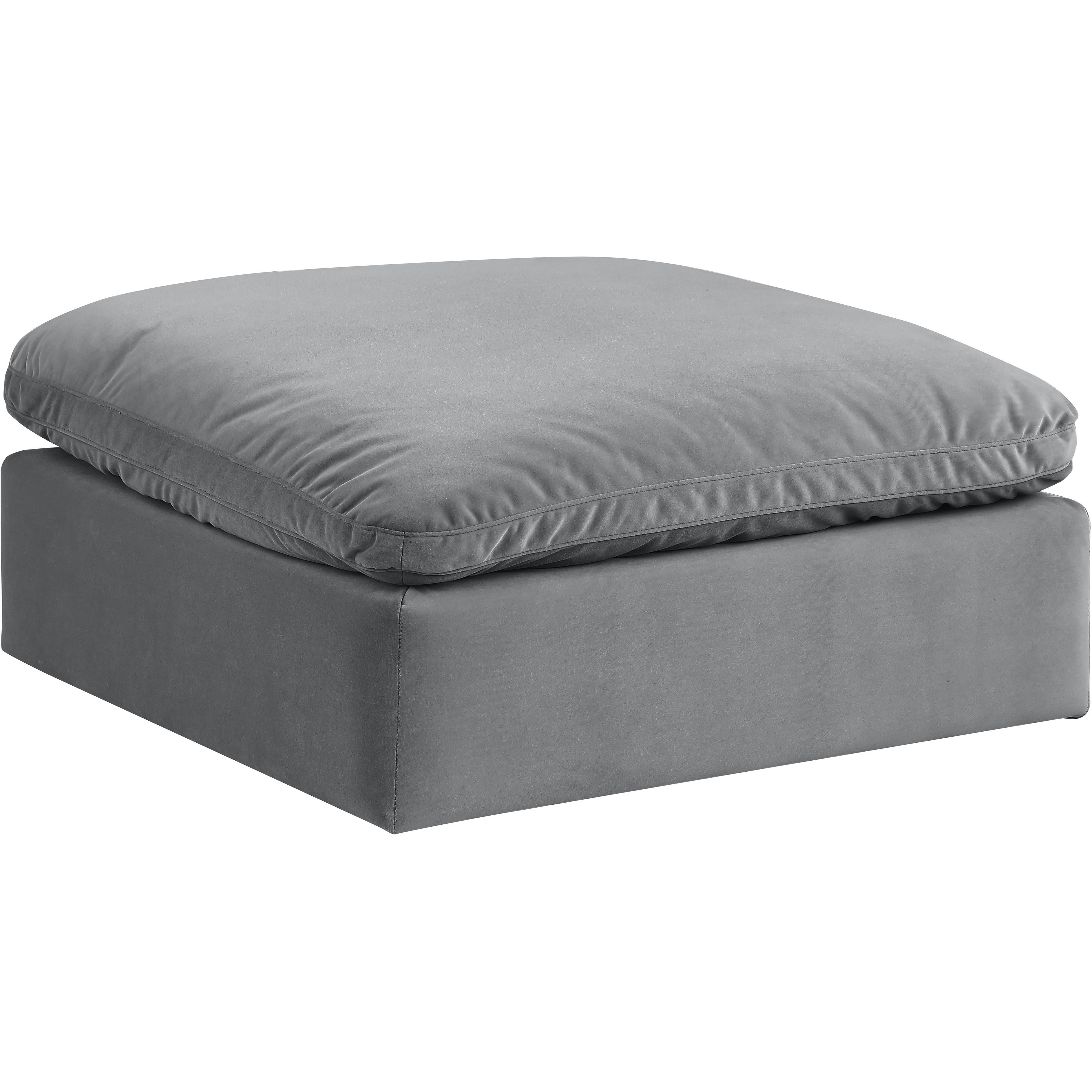 Meridian Comfy Grey Velvet Modular Ottoman