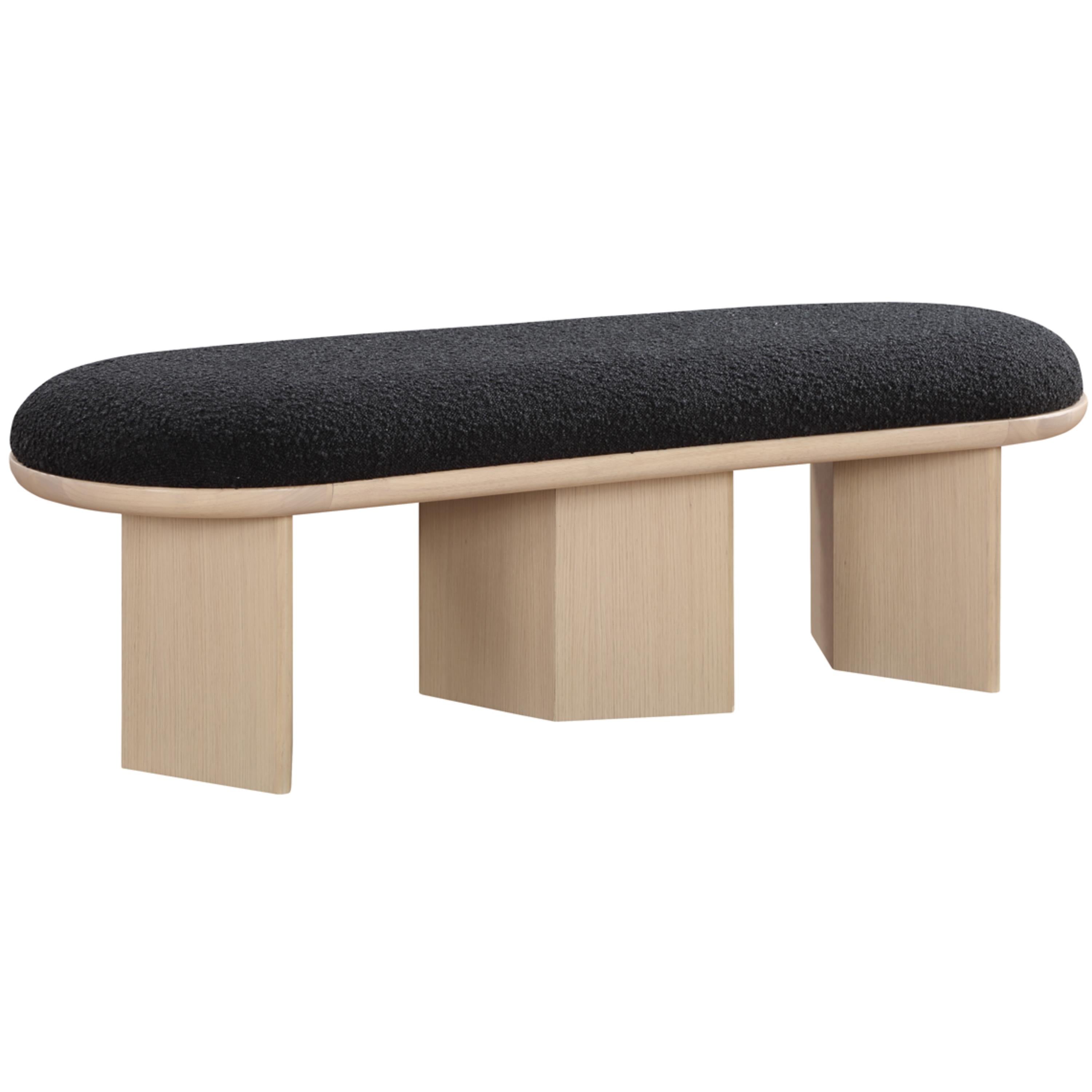 Meridian Wilshire Black Boucle Fabric Bench