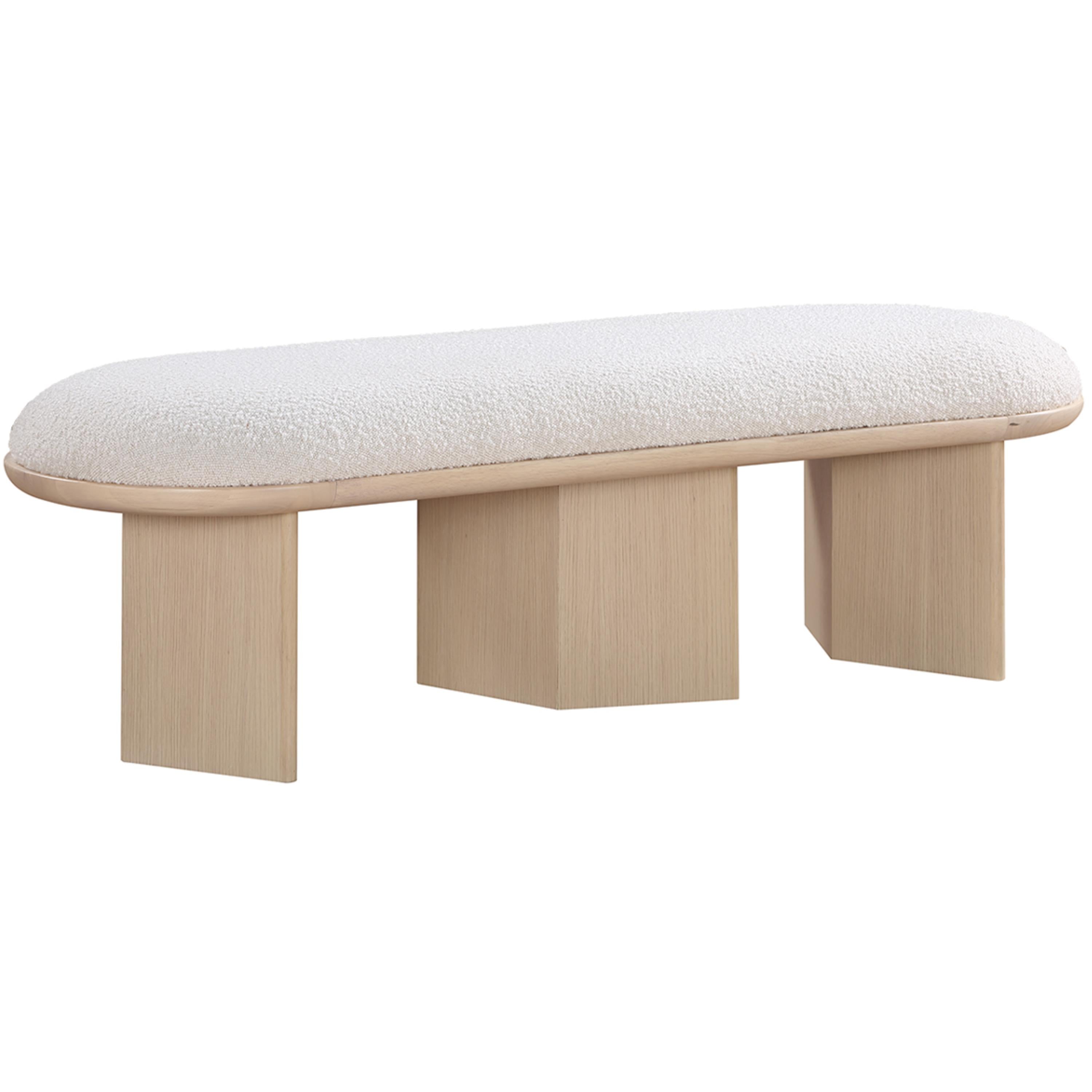 Meridian Wilshire Cream Boucle Fabric Bench