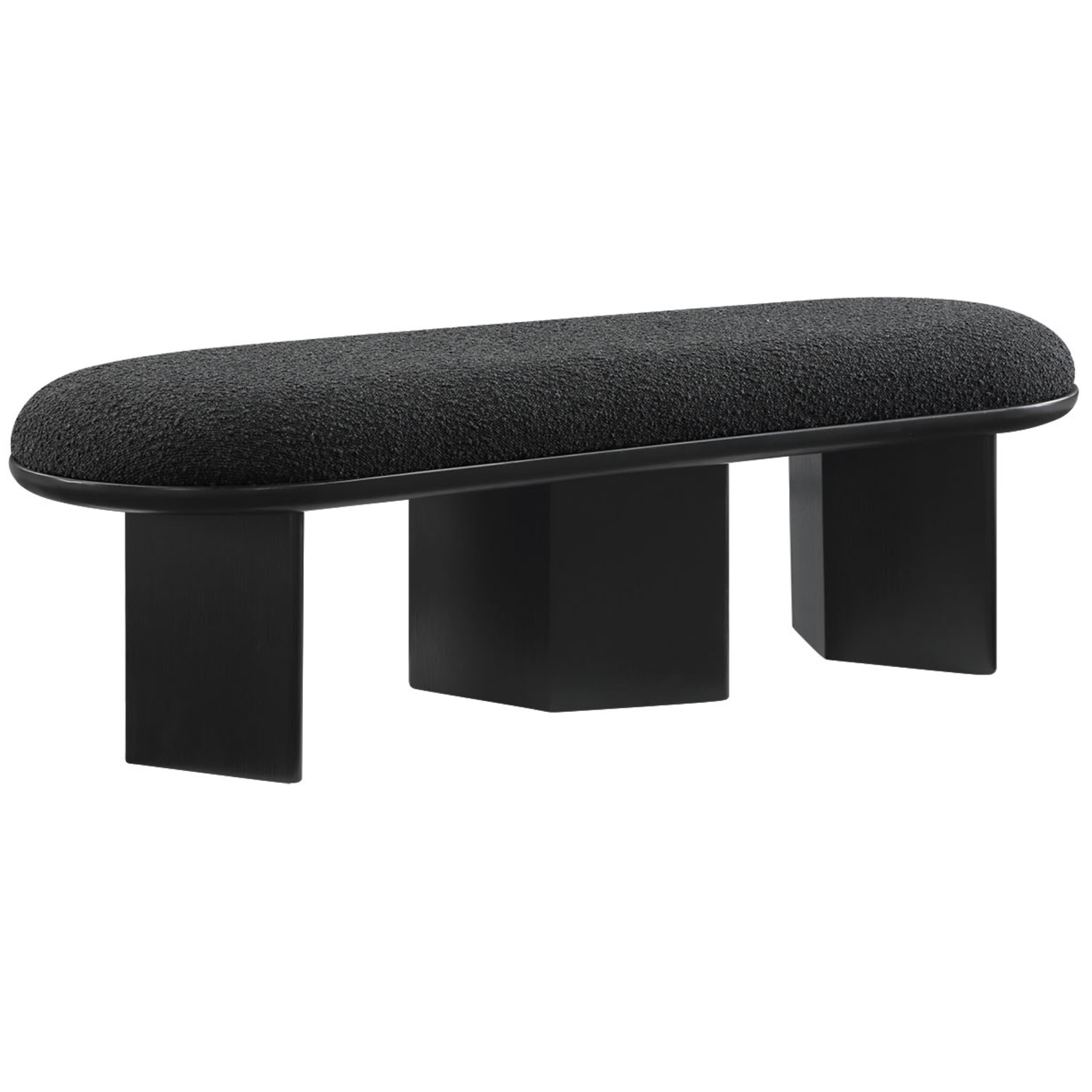 Meridian Wilshire Black Boucle Fabric Bench