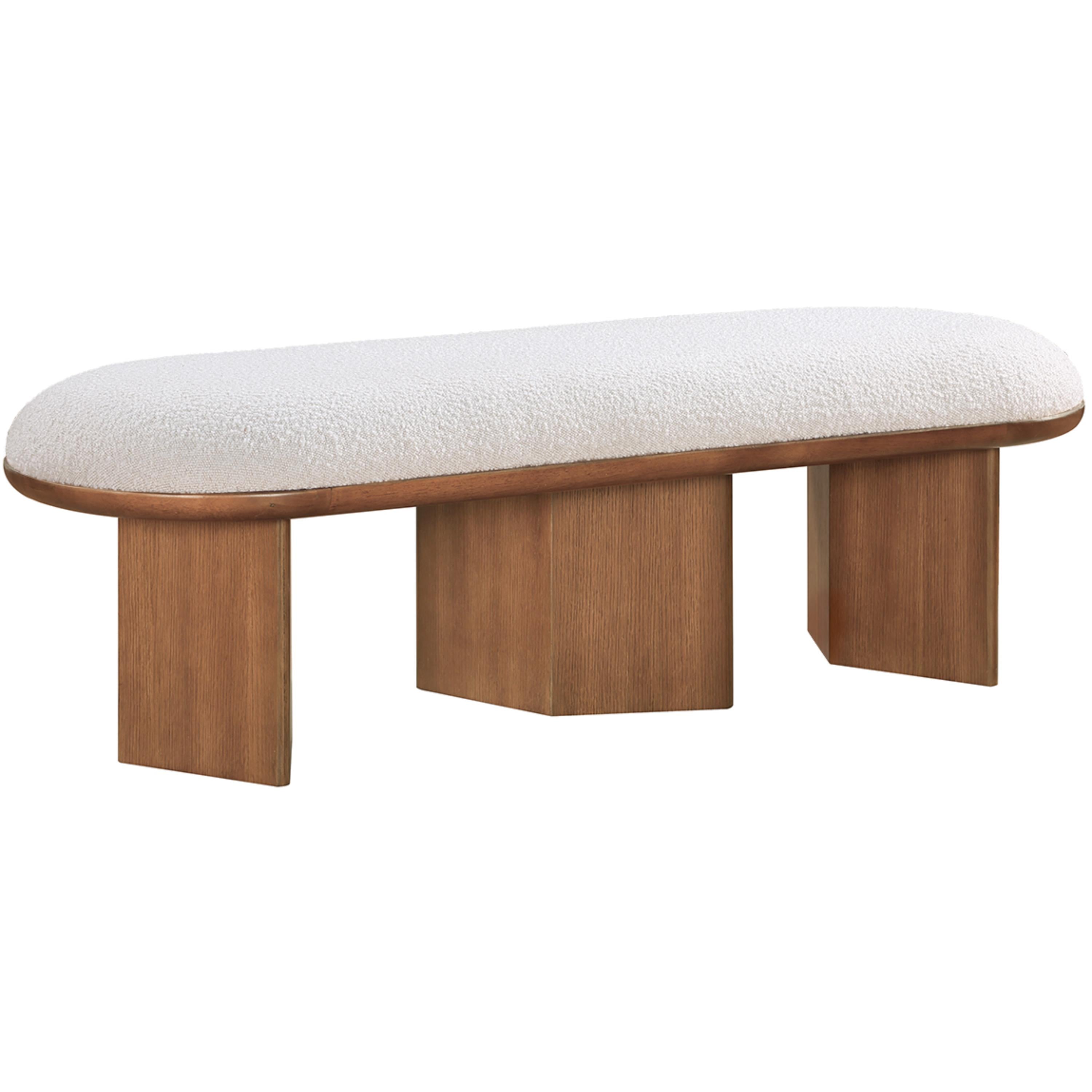 Meridian Wilshire Cream Boucle Fabric Bench