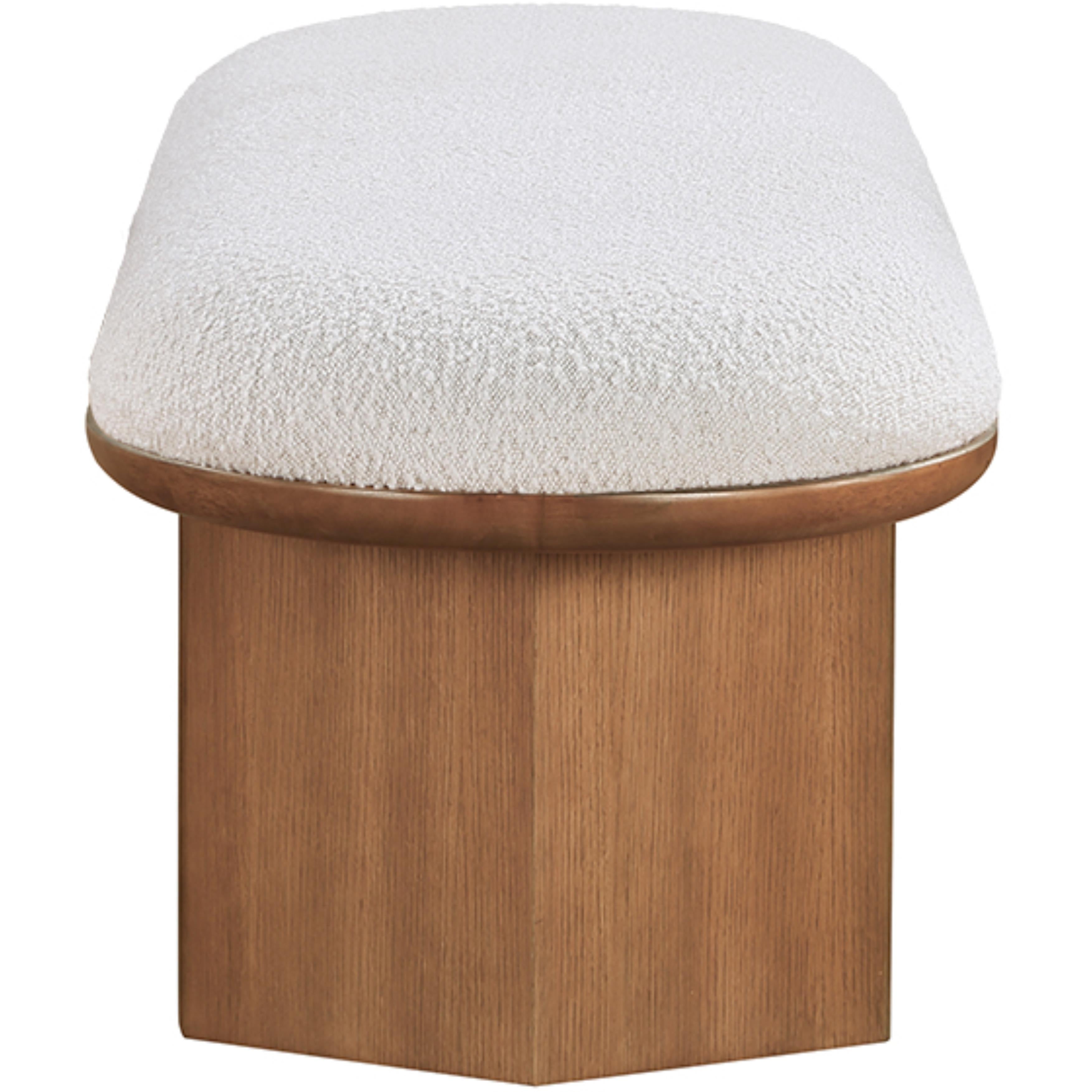 Meridian Wilshire Cream Boucle Fabric Bench