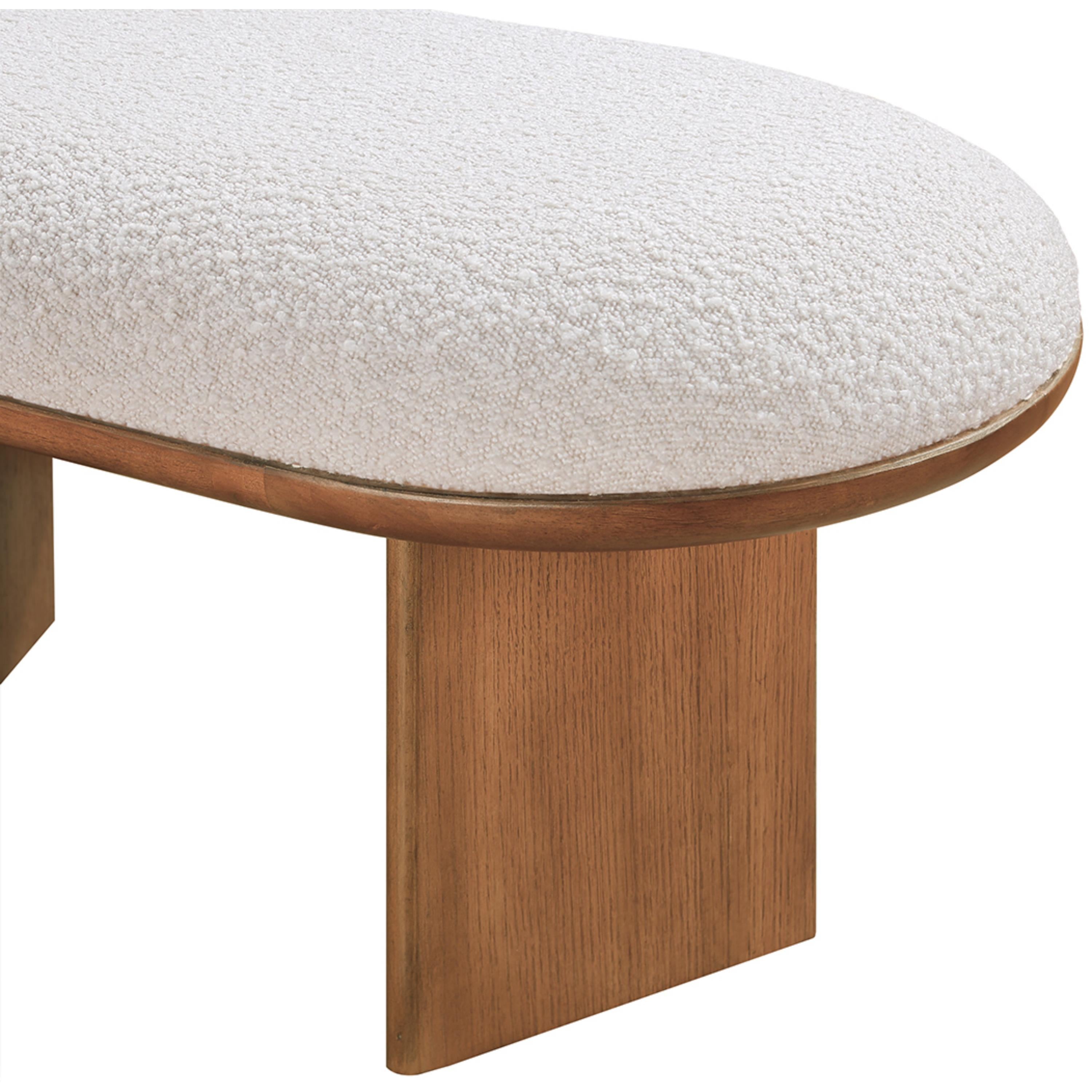Meridian Wilshire Cream Boucle Fabric Bench